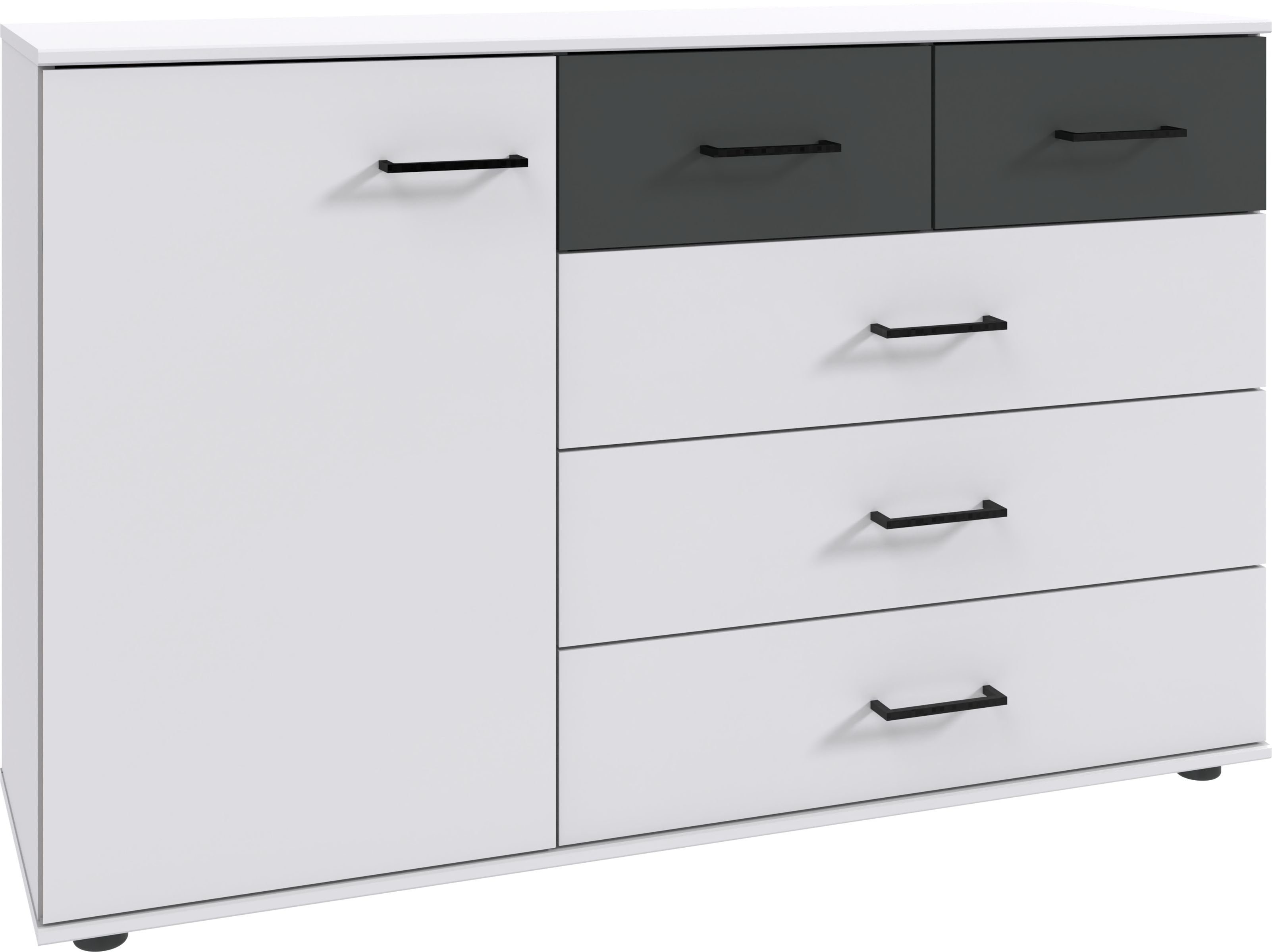 Wimex Kast met laden en deuren Kreta 1-deurs met 5 laden, 130 cm breed commodes & ladekasten wit
