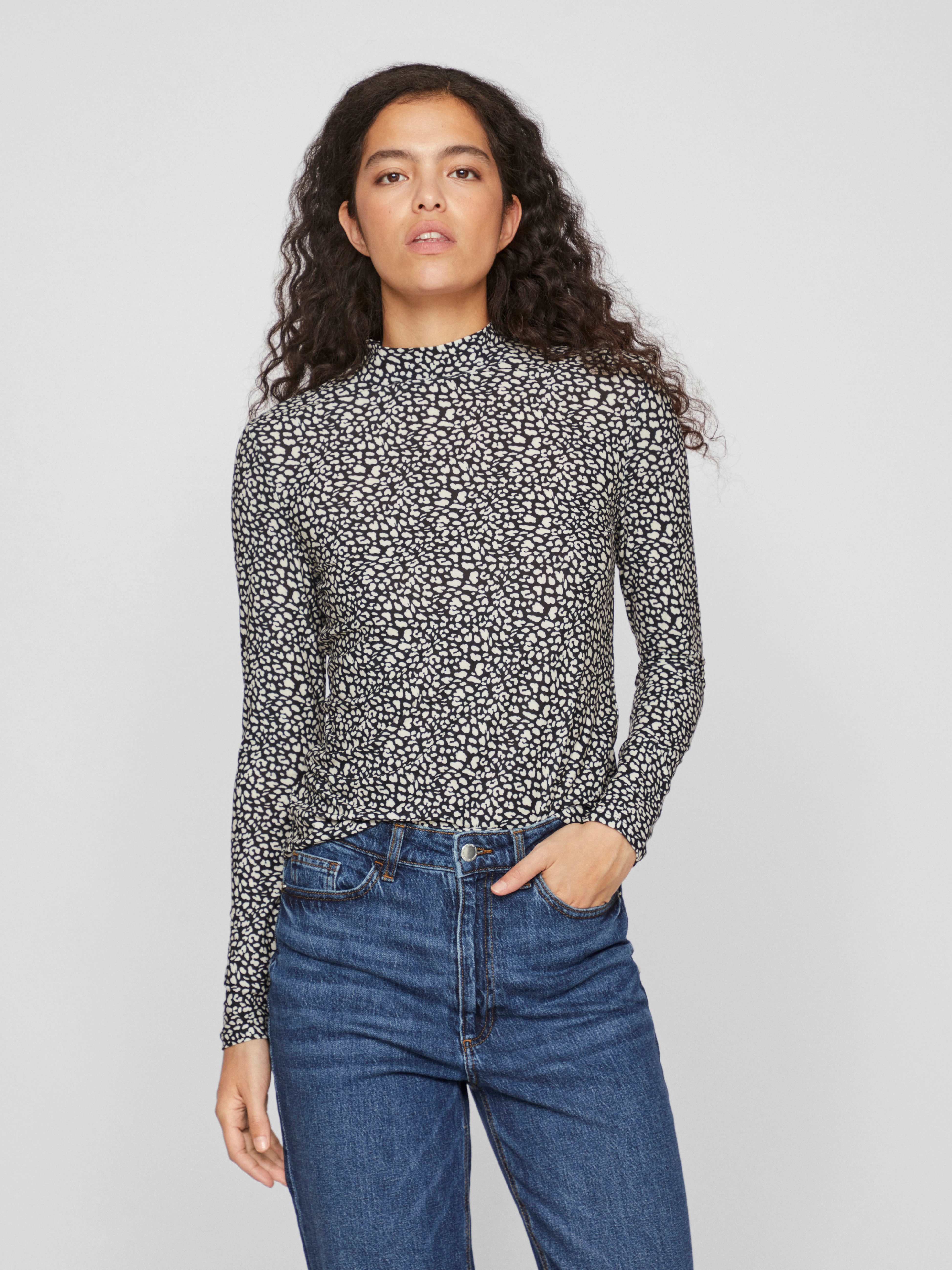 Vila Shirt met staande kraag VILEOA L/S ROLLNECK TOP - NOOS