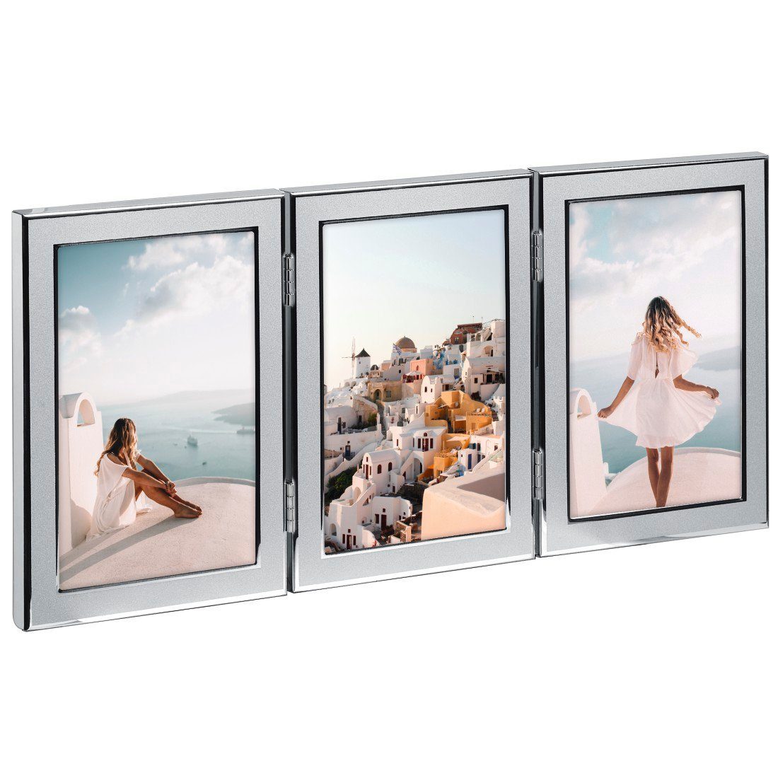 Hama Fotolijst 15x20 cm voor 3 foto's, om op te hangen en neer te zetten, zilverkleur