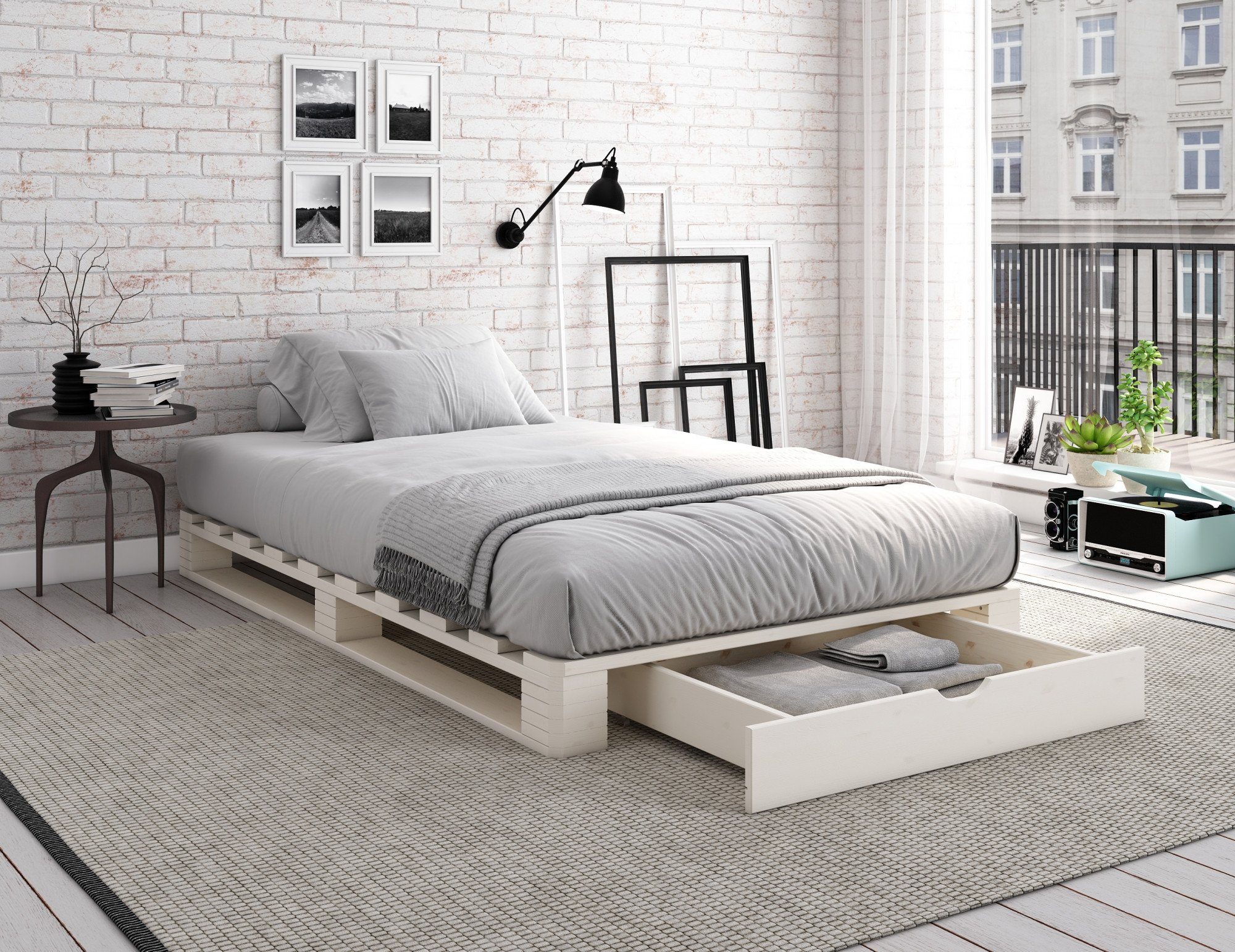 Home affaire Palletbed "ALASCO" BESTSELLER! Met lade gecertificeerd massief hout, uit te breiden tot tweepersoons- of familiebed