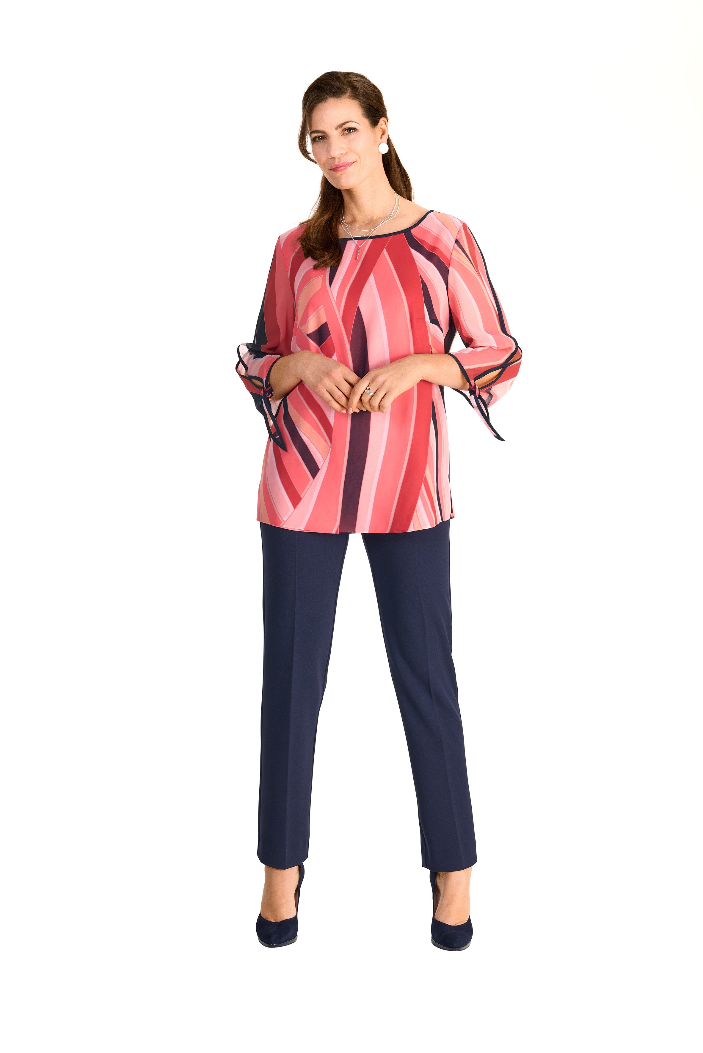 HERMANN LANGE Collection Chiffon blouse met grafisch patroon