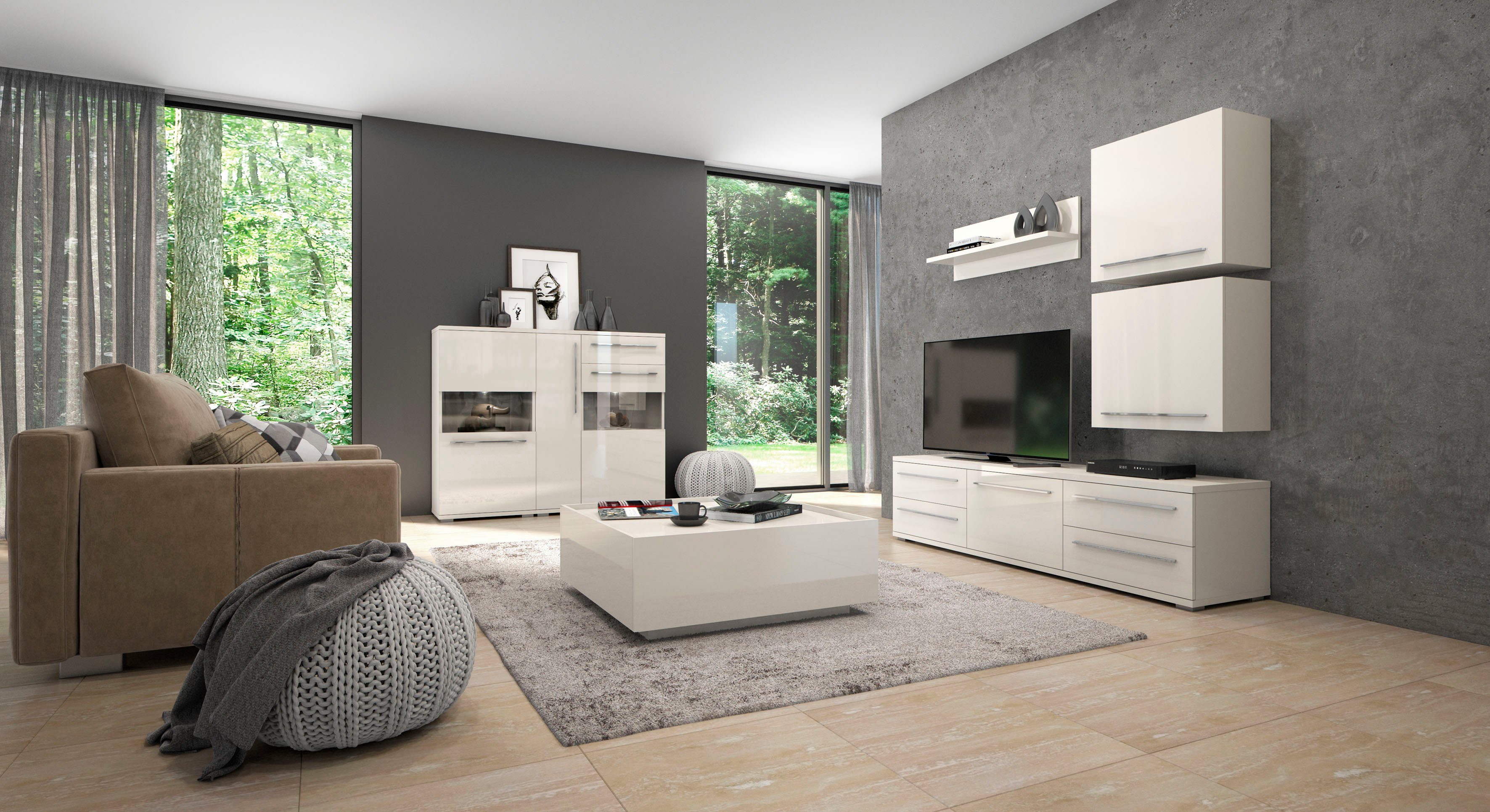 Places of Style Vitrinekast Piano UV-gecoat, soft close-functie