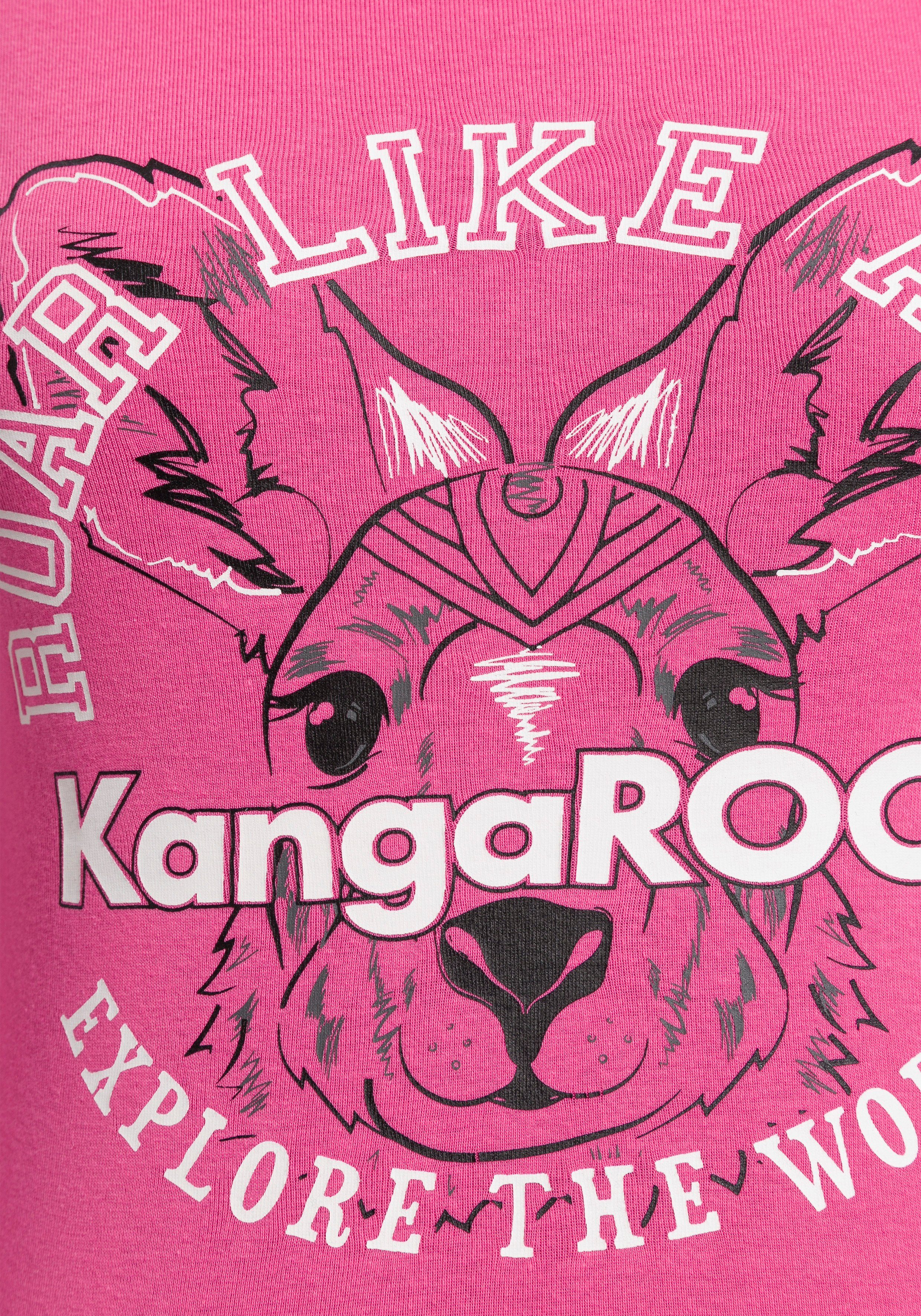 KangaROOS Shirt met lange mouwen Lange mouwen, effen met kleurinzet en logoprint