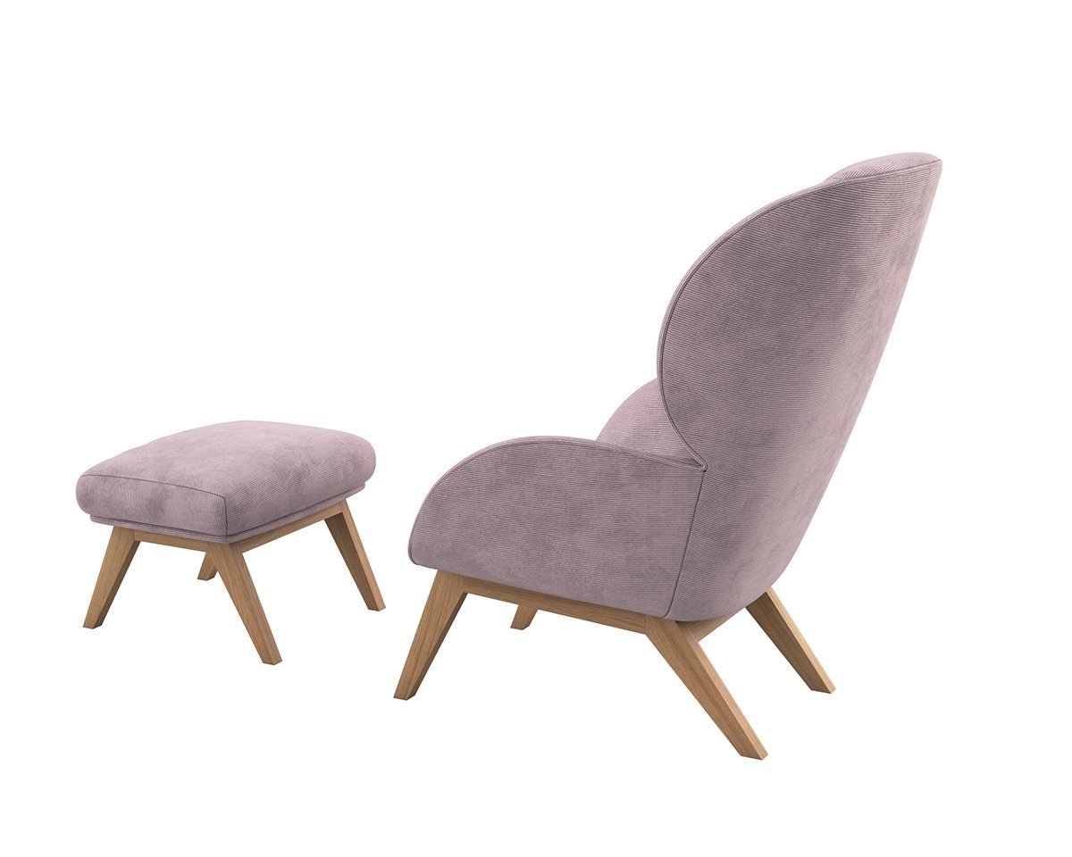FLEXLUX Oorfauteuil Adria Stijl & comfort, organische vorm, eikenhouten voet