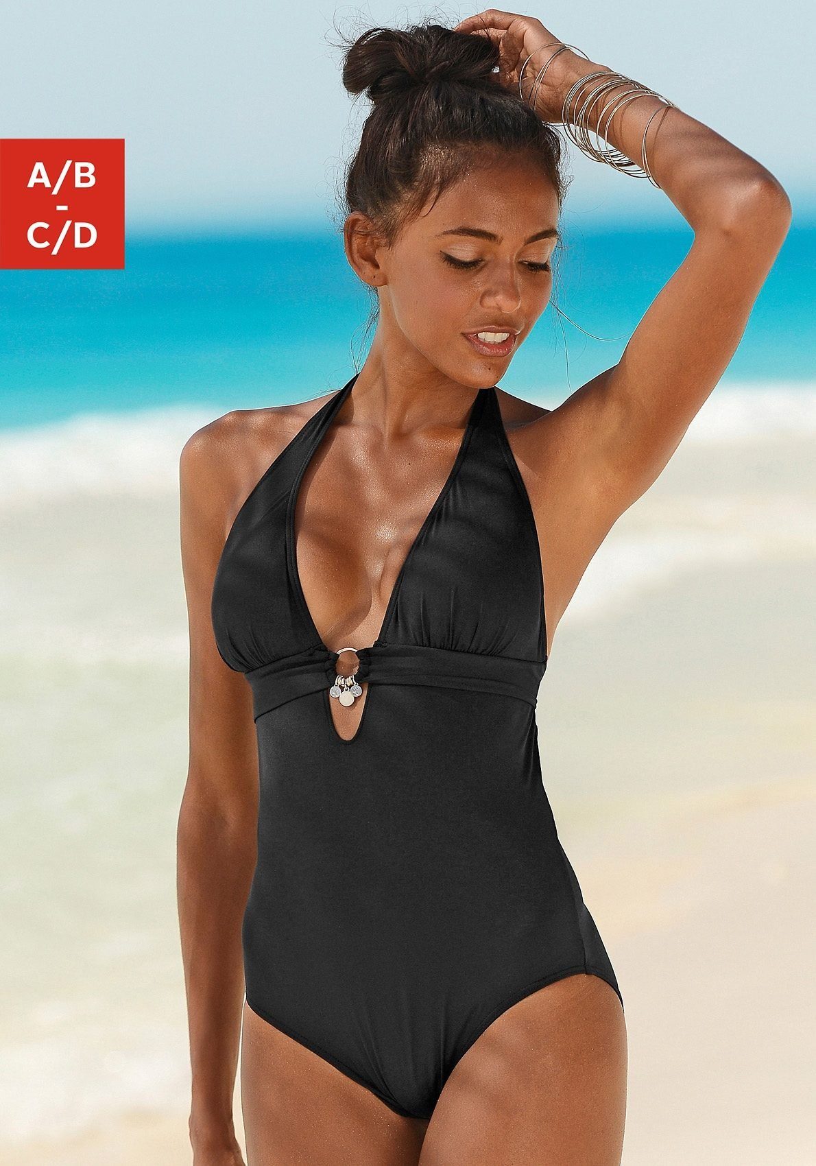 s.Oliver RED LABEL Beachwear Badpak TONIA verwijderbare cups, te strikken in de nek, te sluiten op de rug dames badpakken maat C/D C/D zwart