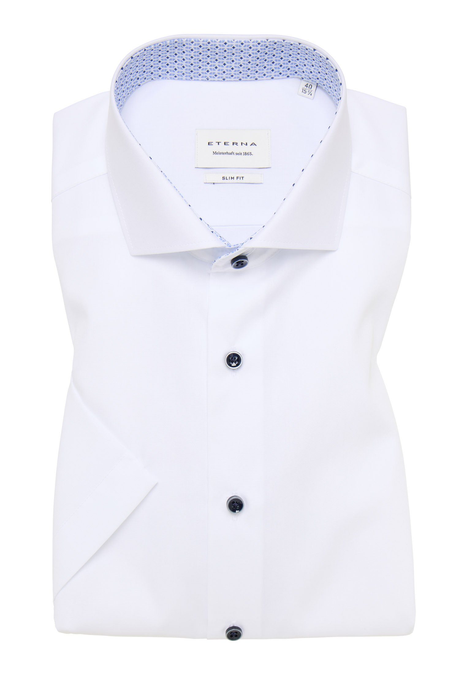 Eterna Overhemd met korte mouwen Slim fit NON IRON (strijkvrij)