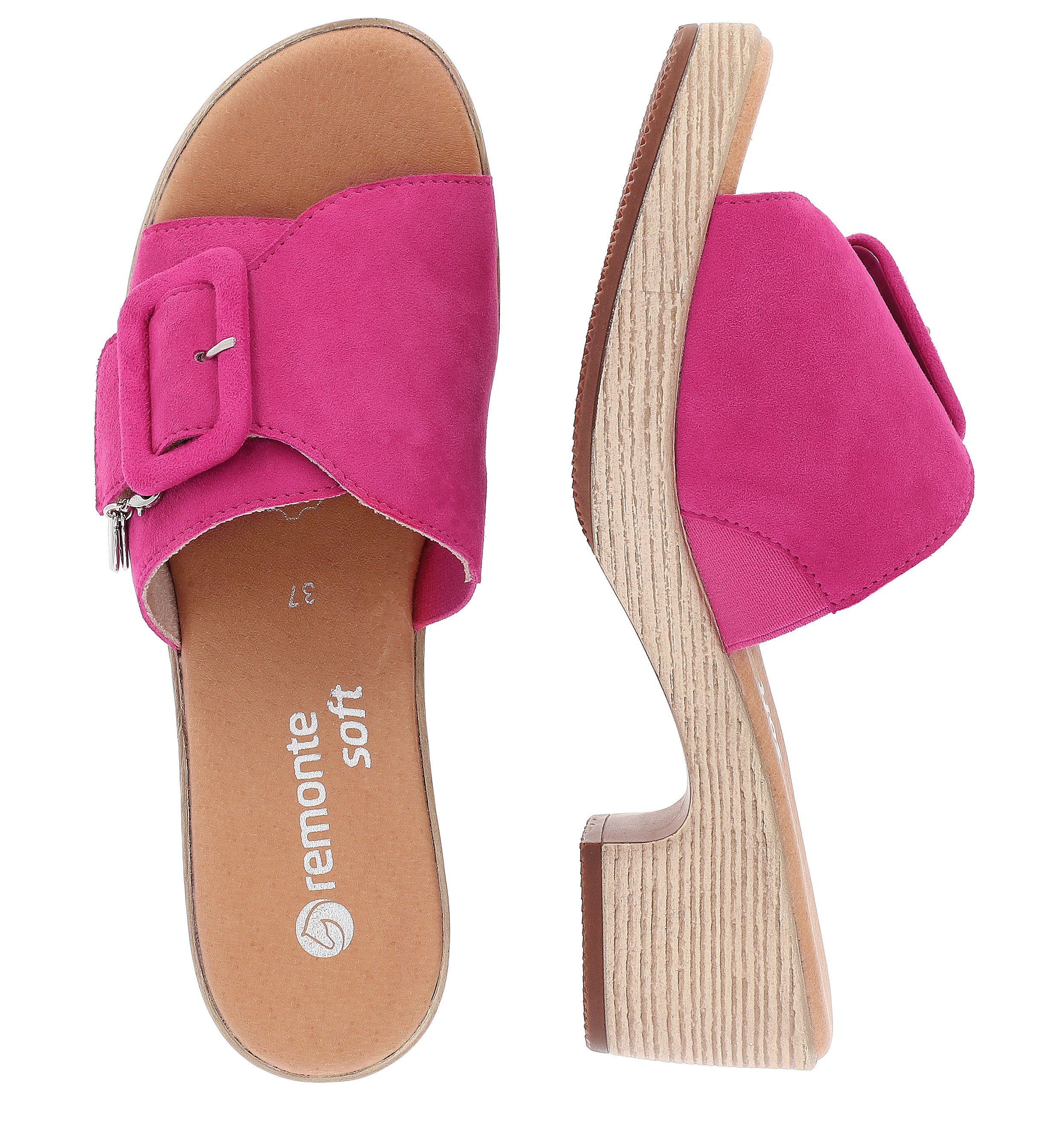 Remonte Slippers ELLE-Collection blokhak, zomerschoen, slippers, decoratieve gesp, elle-collectie