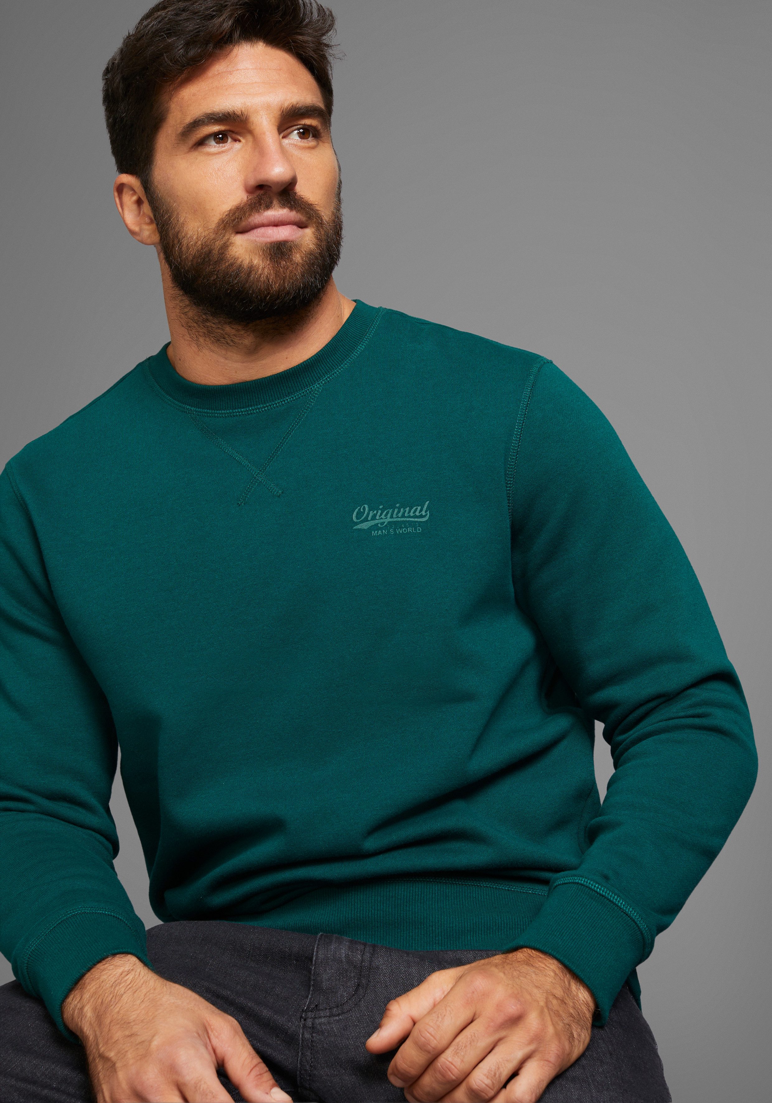 Man's World Sweatshirt Lange mouwen, basic-stijl, effen, ronde hals