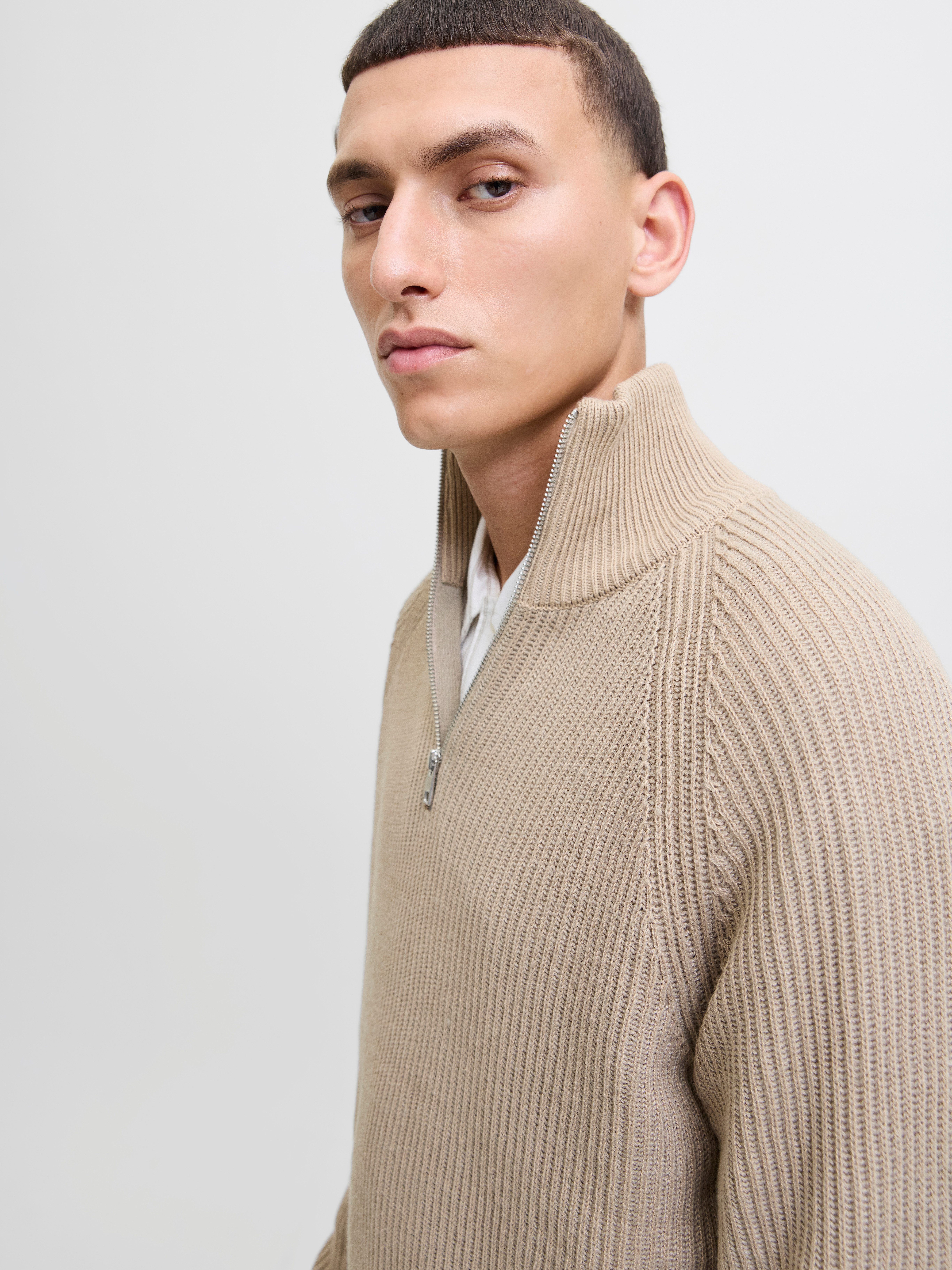 Jack & Jones Schipperstrui JJPANNEL KNIT HALF ZIP AW25