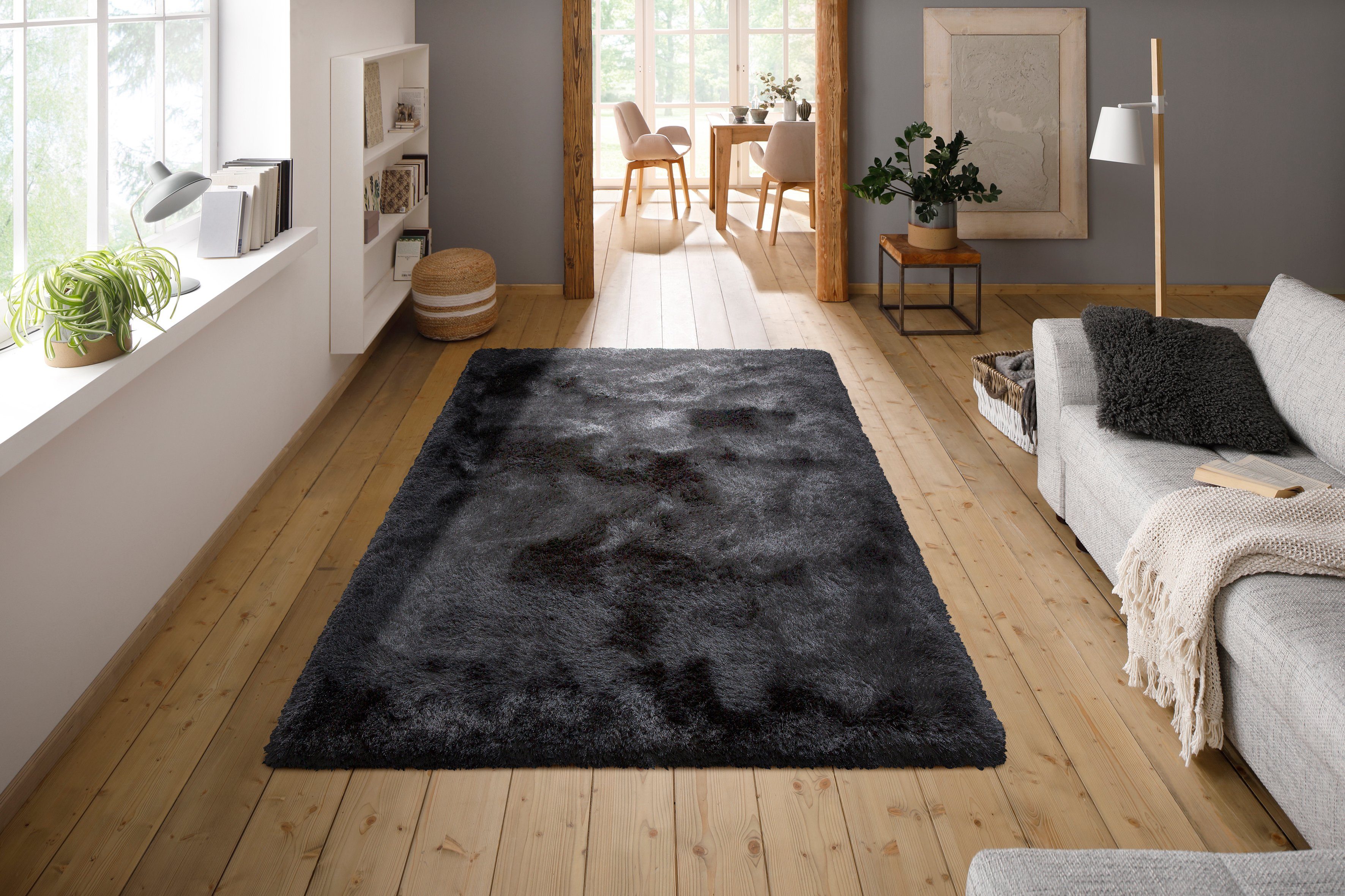 Leonique Hoogpolig vloerkleed Lasse, hoge pool, bijzonder zacht door microvezel Shaggy-look, gemêleerd garen, woonkamer, slaapkamer, kinderkamer