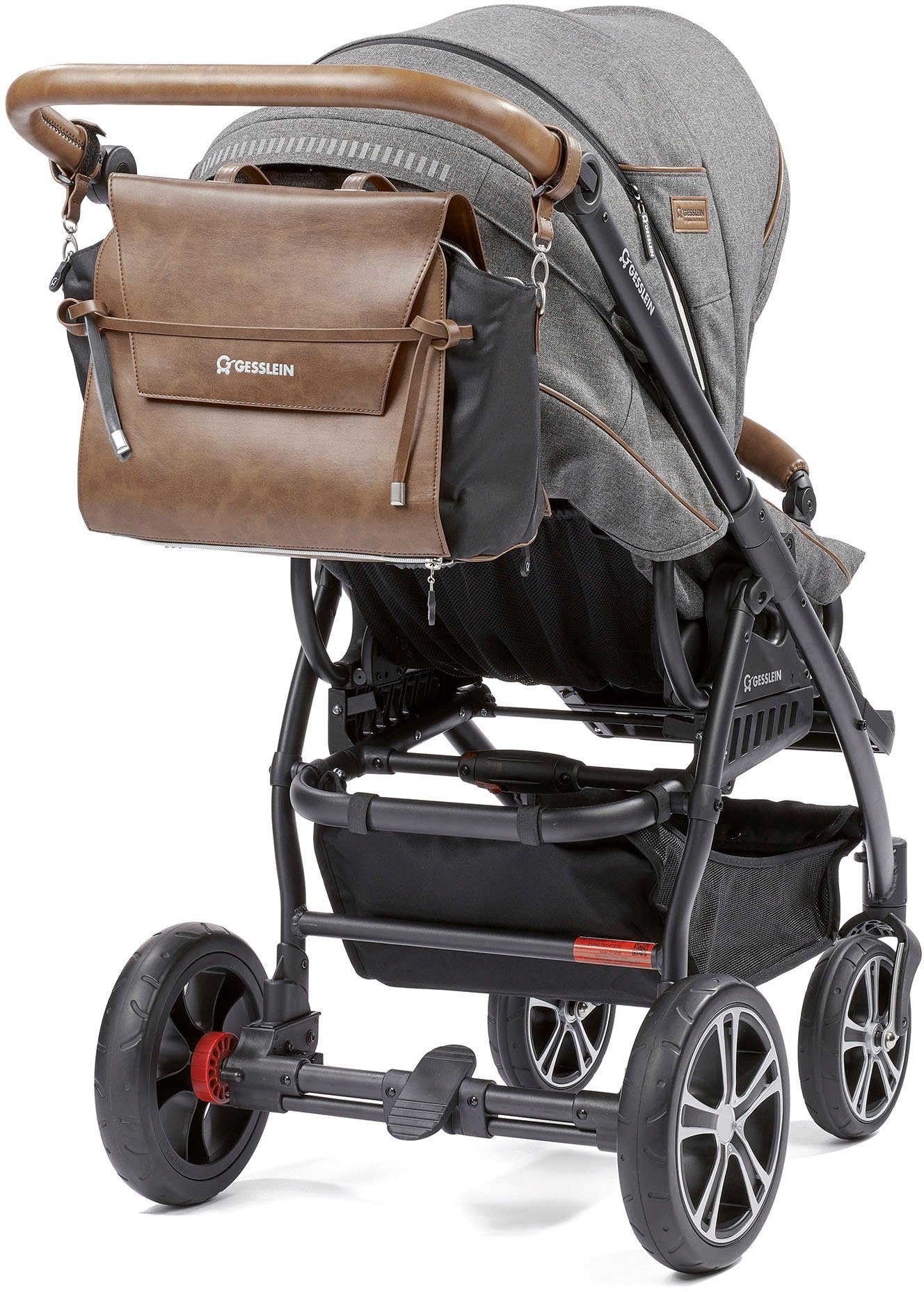 Gesslein Luiertas N°4 tabak, ijsblauw met aankleedkussen en flessenhouder, made in germany