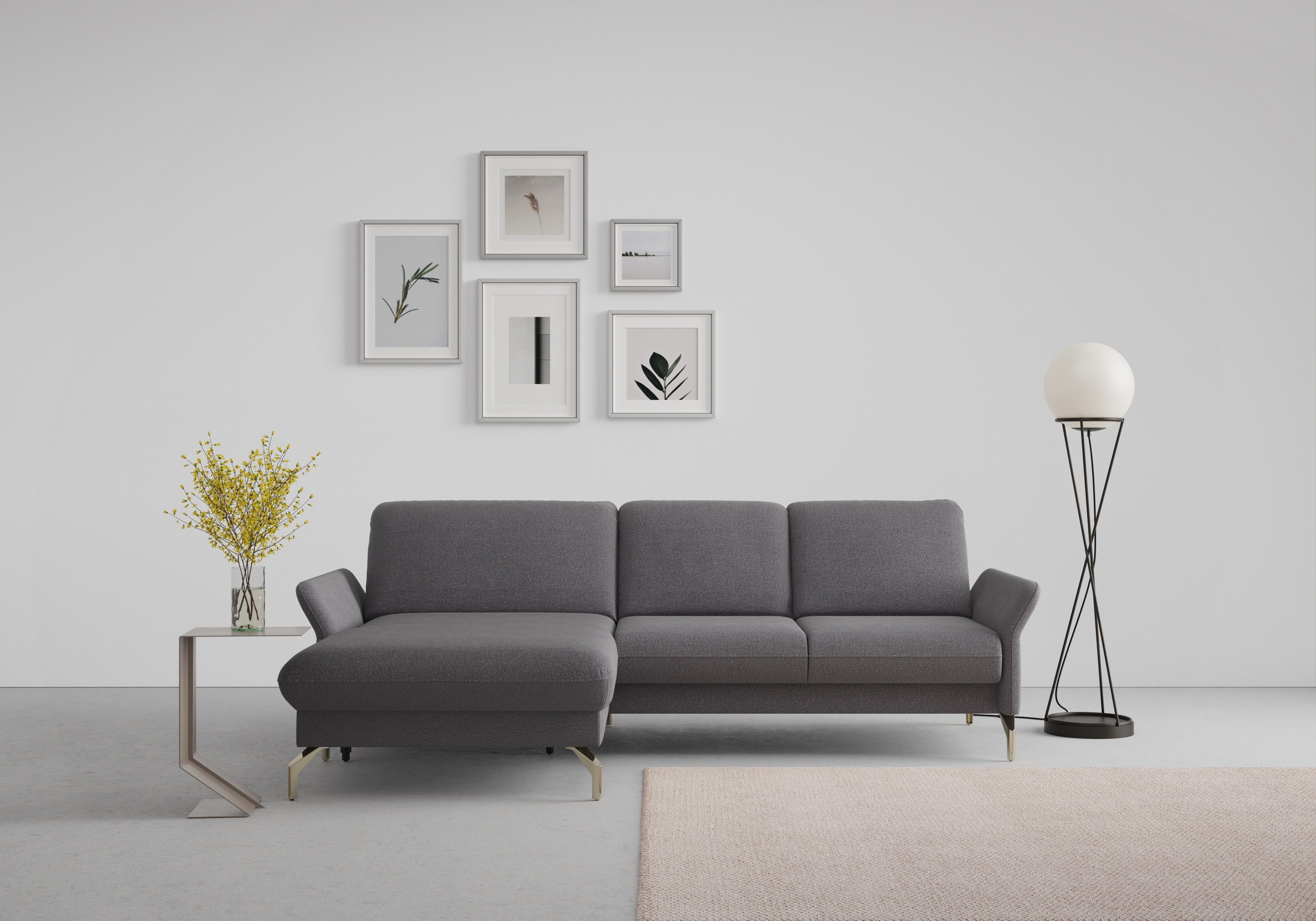 sit&more Hoekbank Fashion L-vorm naar keuze met verstelbare hoofdsteun, uittrekzitting, motorisch, nikkel poten