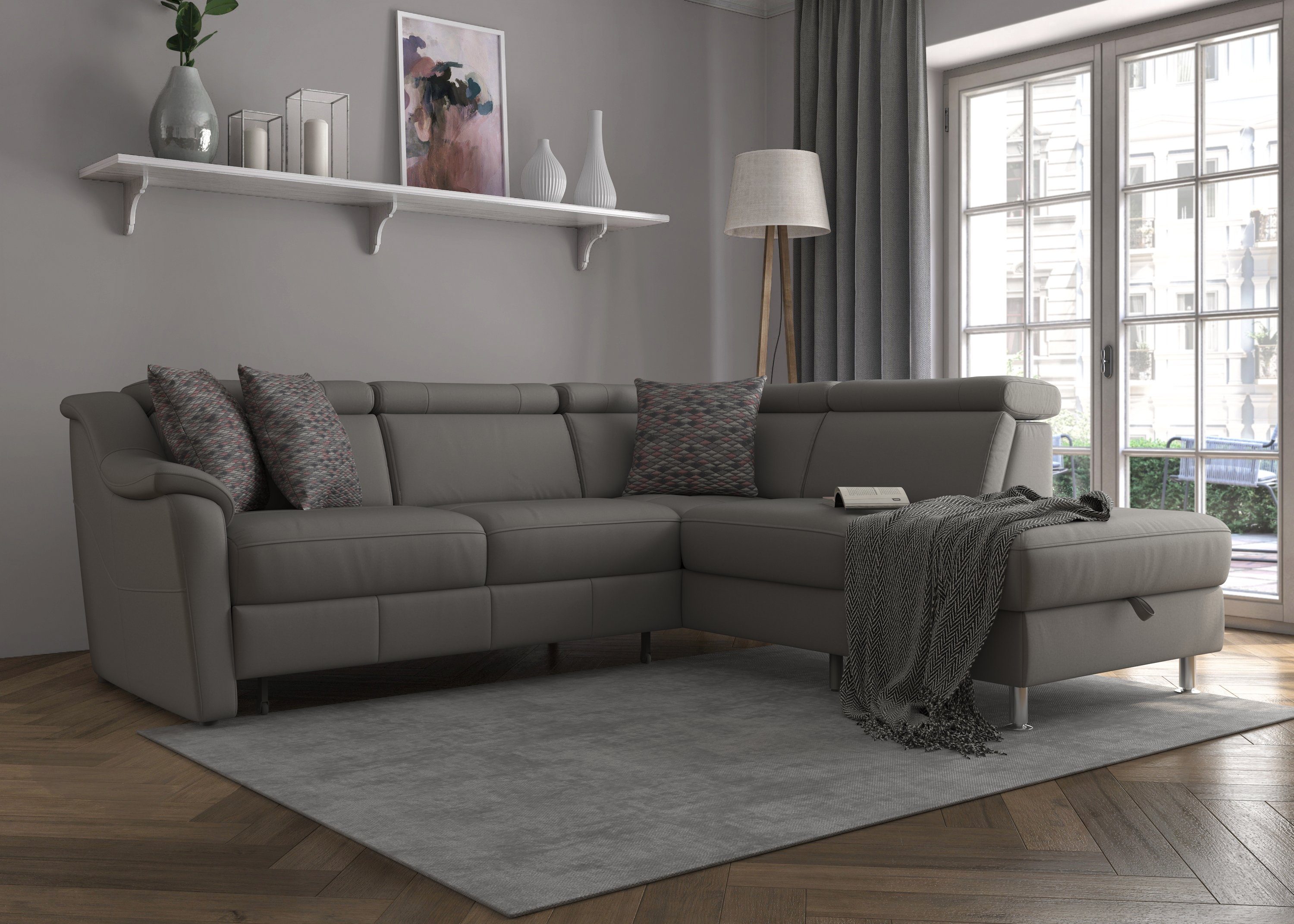 sit&more Hoekbank Freetown L-vorm met verstelbare hoofdsteun en comfortabele binnenvering