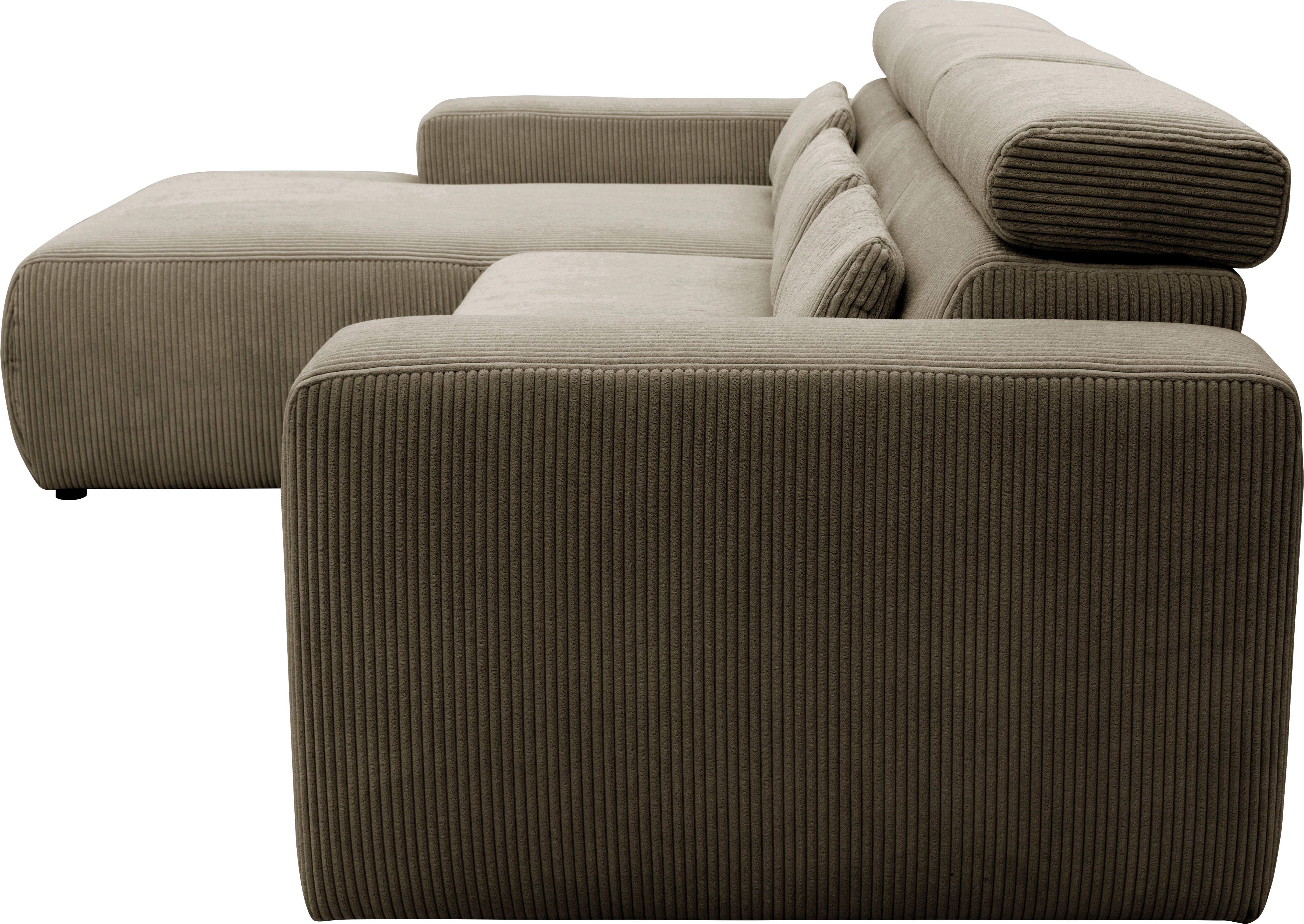 DOMO collection Hoekbank Brandon B/D/H: 289/177/80 cm, keuze met zitdiepteverstelling, L-vorm