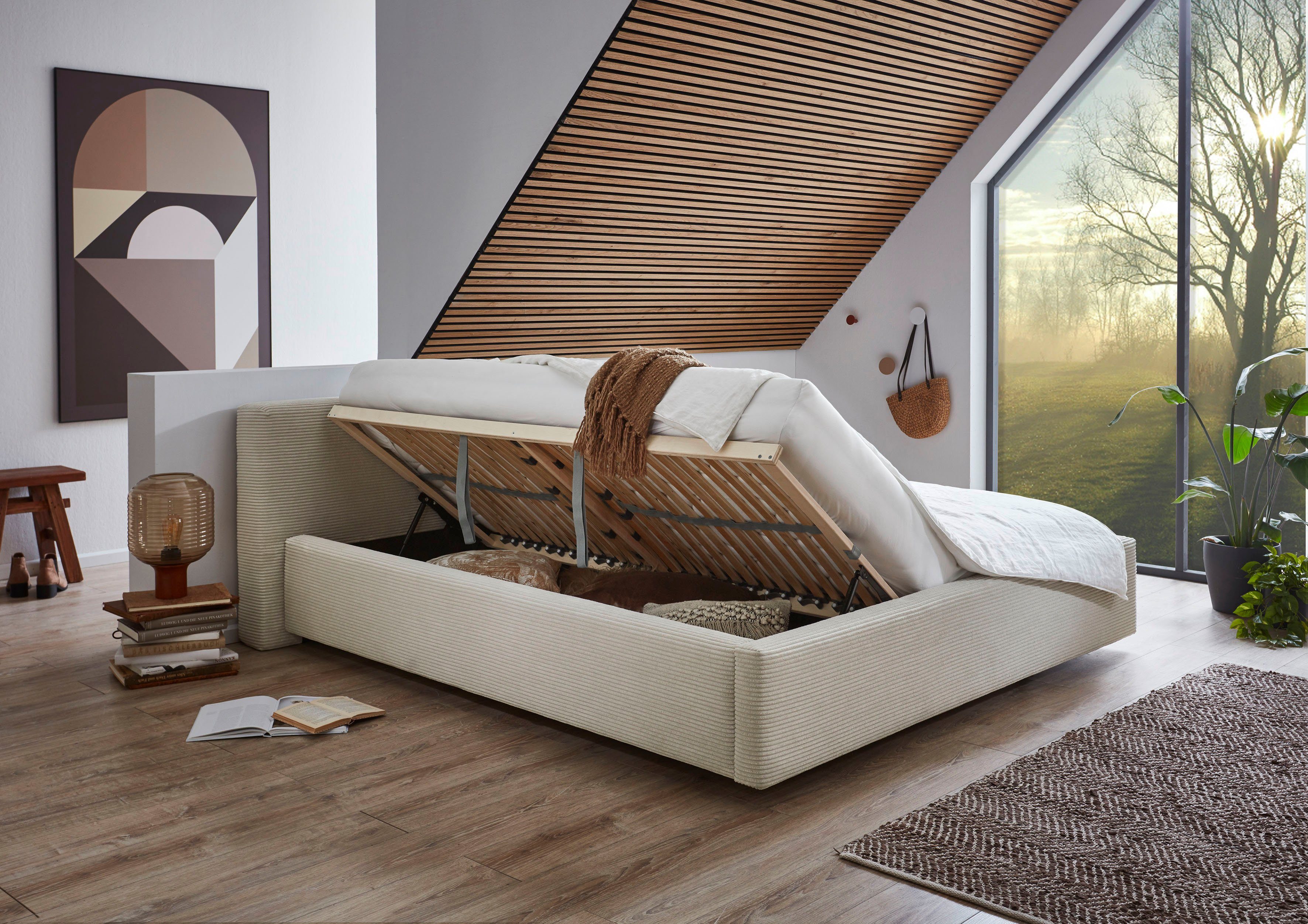 meise.möbel Gestoffeerd bed Cube optioneel met matras en bedlade