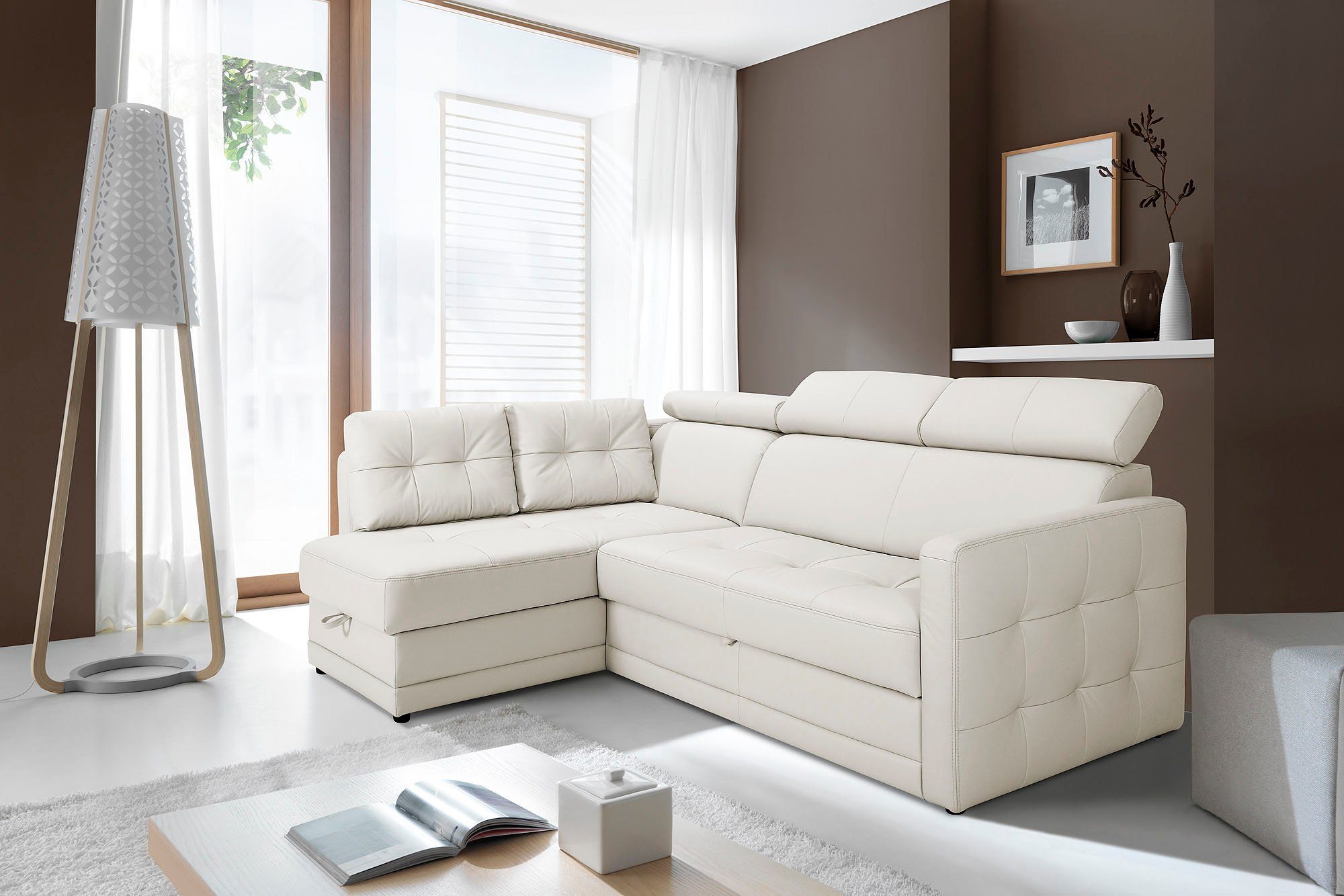 exxpo - sofa fashion Hoekbank Arles, bequeme Federkernunterfederung, OTTOs Choice, L-Form keuze met bedfunctie en bedlade, inclusief hoofdeinde-verstelling