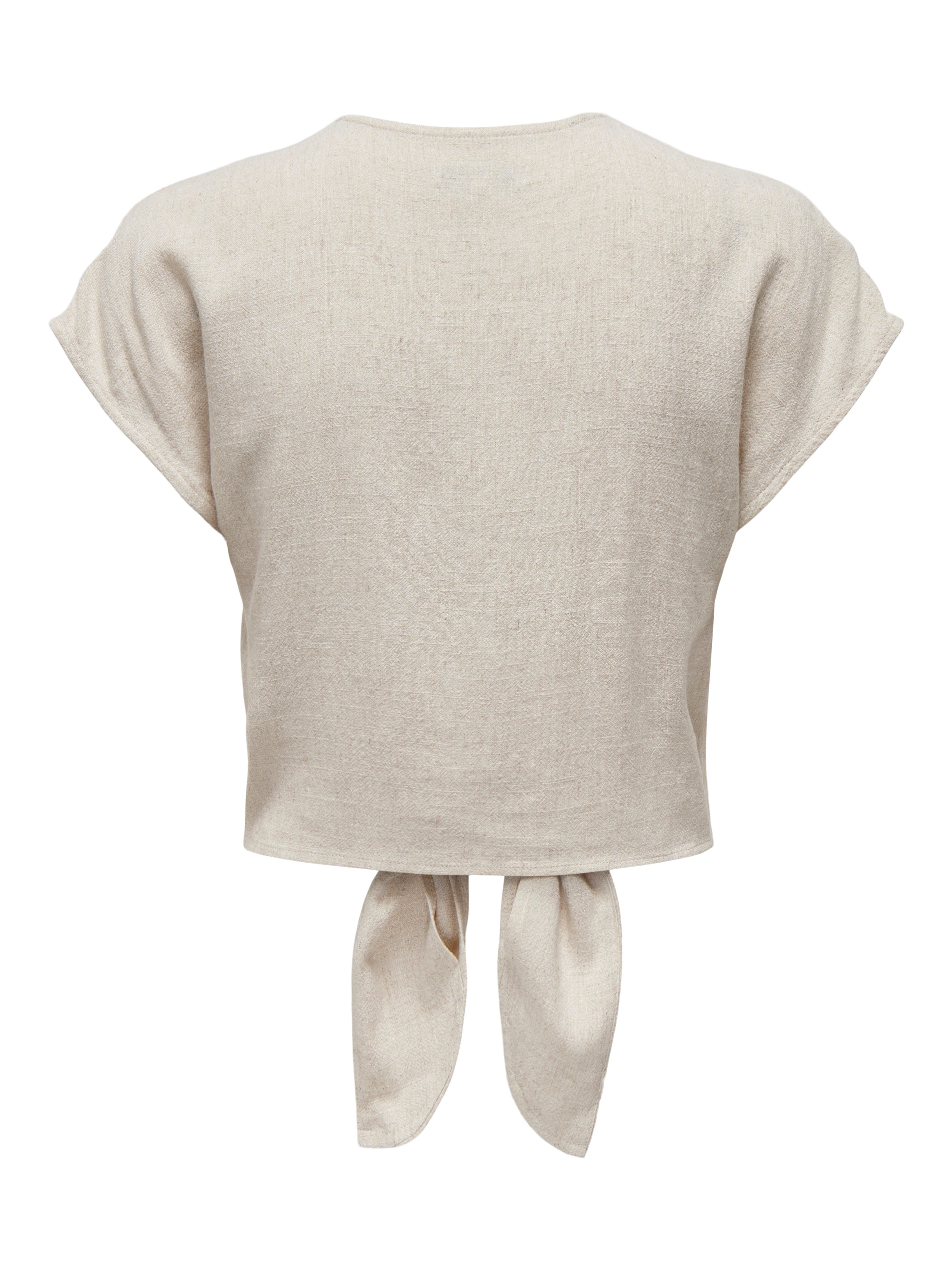 Only Blouse met korte mouwen ONLSIESTA SS KNOT LIN BL SHIRT PNT NOOS