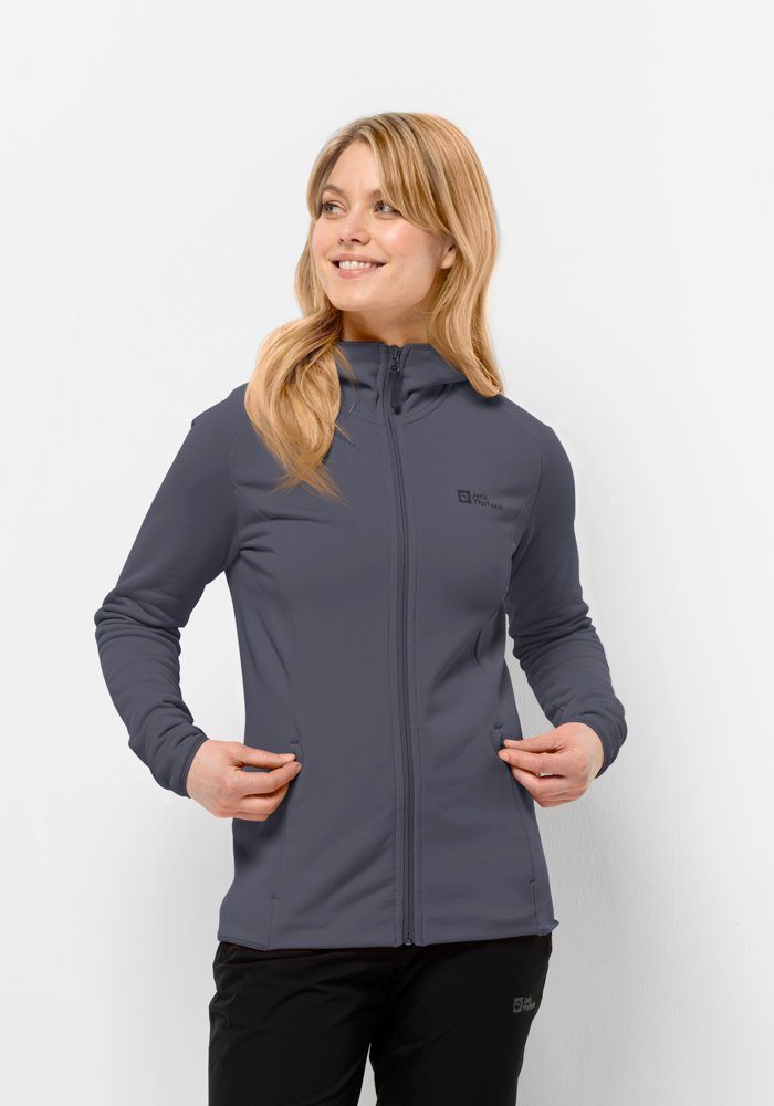 Jack Wolfskin Fleecejack BAISELBERG HOODED FZ W dames fleece vesten maat S (36) grijs