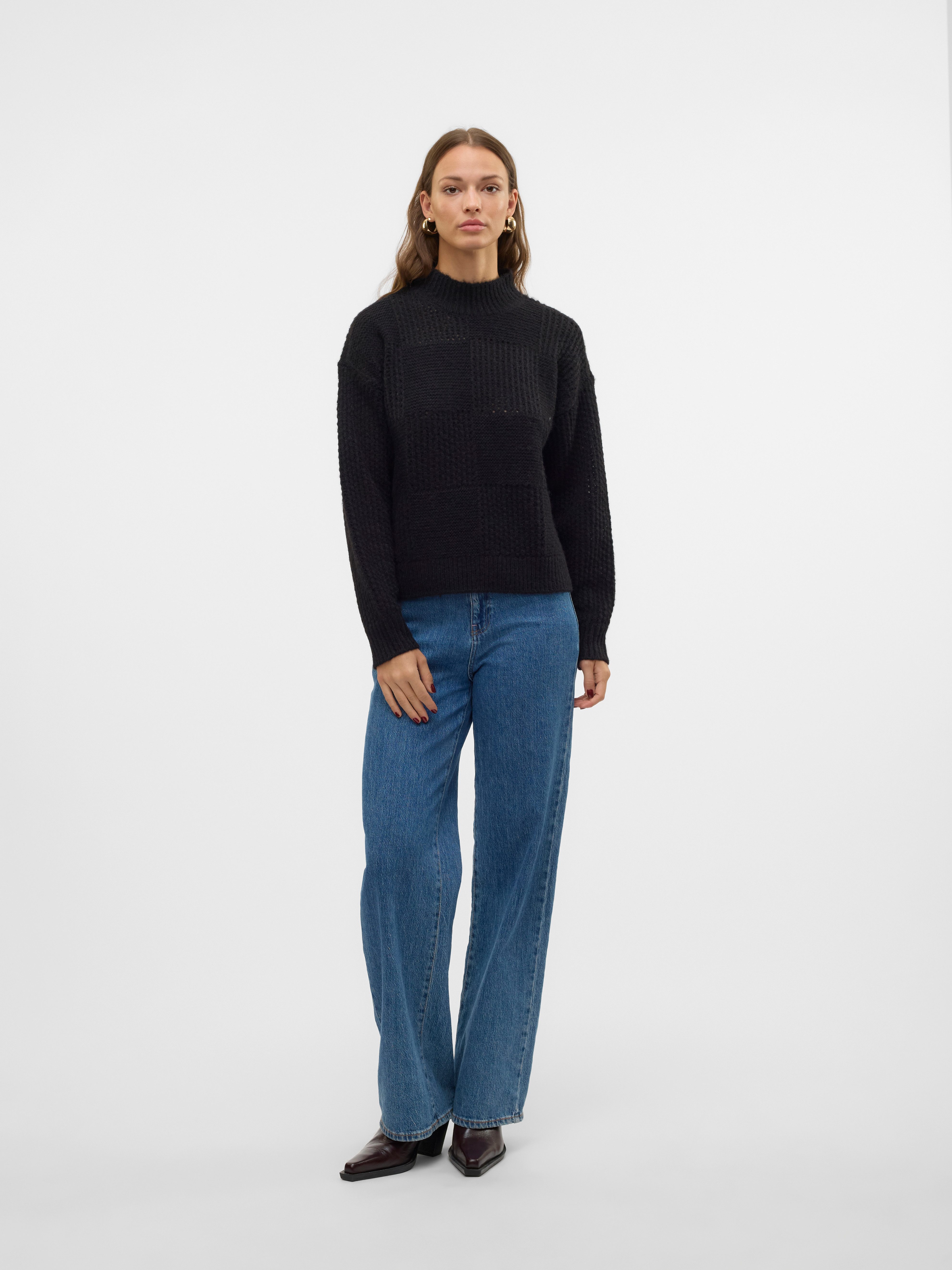 Vero Moda Gebreide trui VMMOON LS HIGHNECK PULLOVER GA BF
