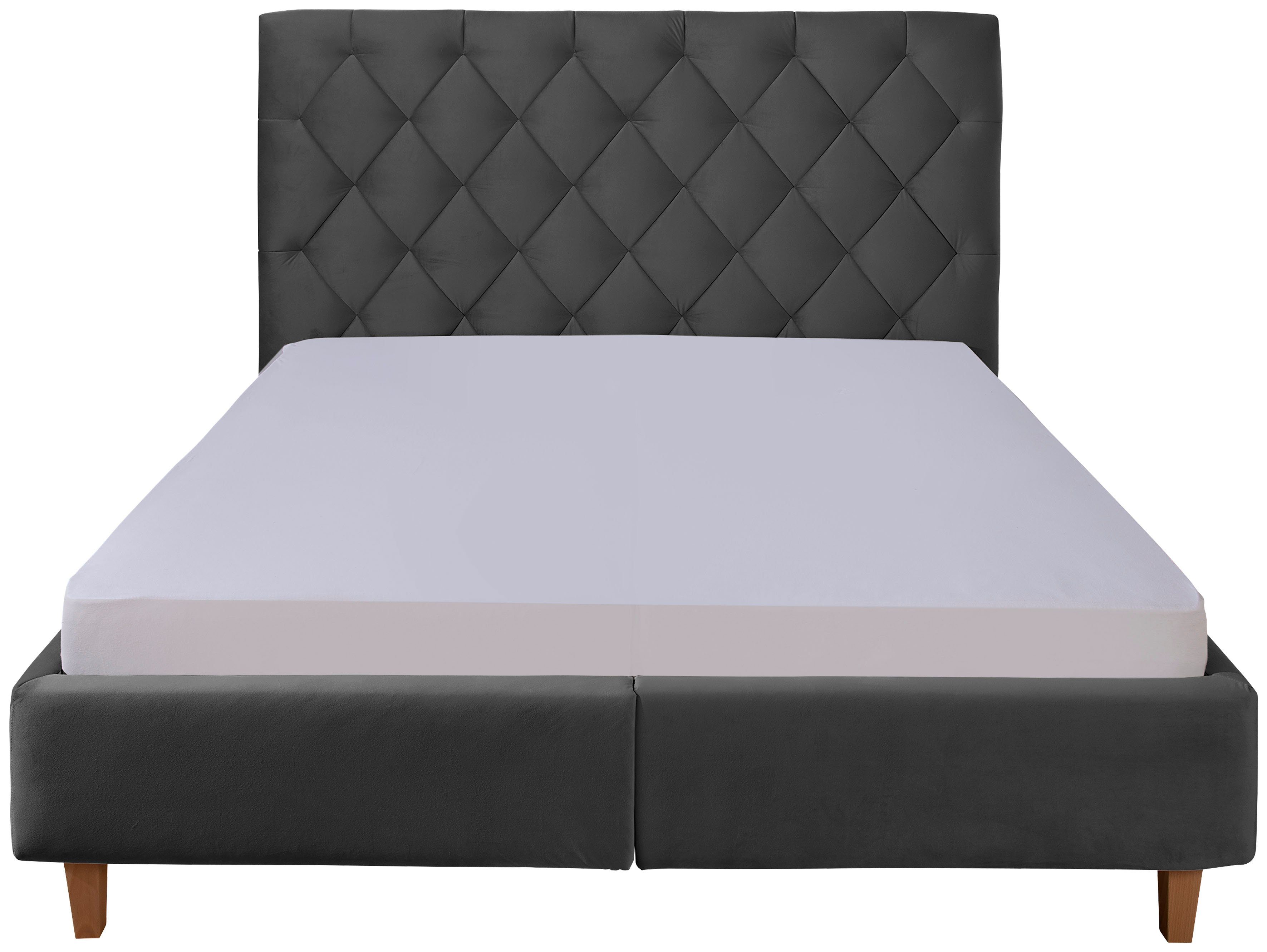 Home affaire Gestoffeerd bed Sunley 140 Kruisstiksel, hoofdbordhoogte 142 cm, zonder of met matras/lattenbodem