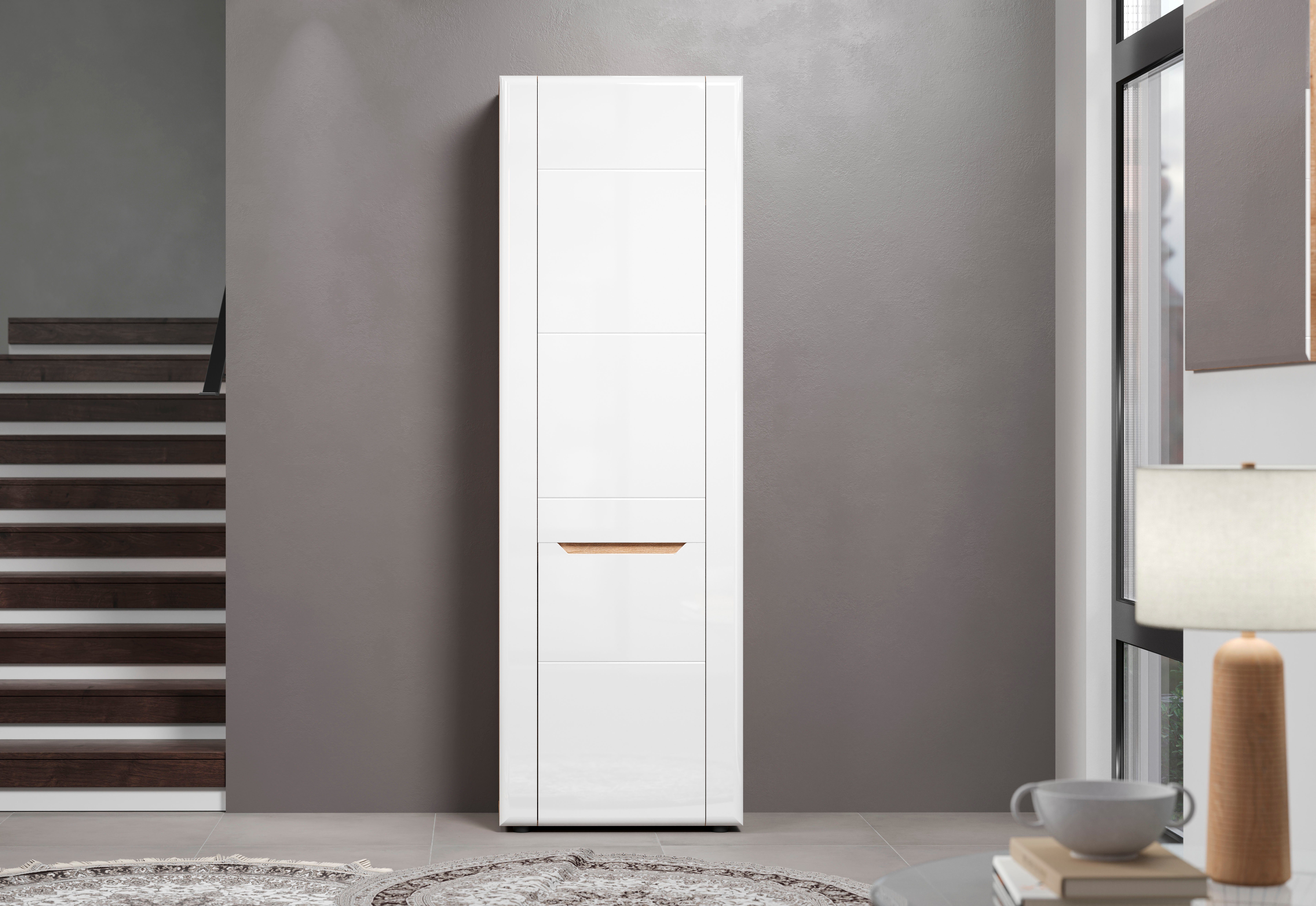 INOSIGN Vitrinekast Graz Hoge kast met glazen deuren Grifflos, breedte 96 cm, hoogte 132 cm (1 stuk)