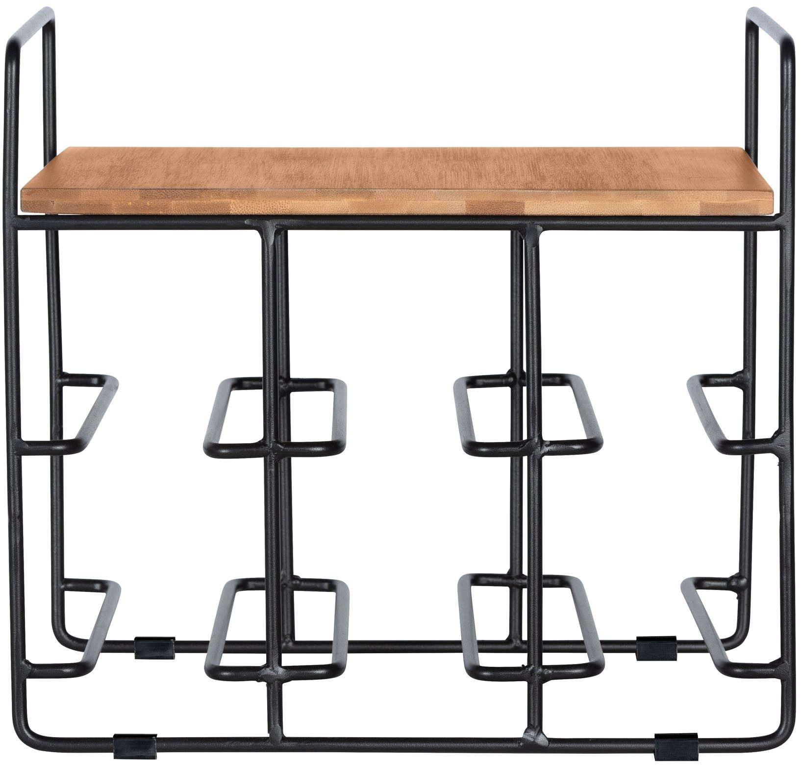 WENKO Wijnflessenhouder Model Loft Flessenrek voor 6 flessen met plank, metaal en bamboe