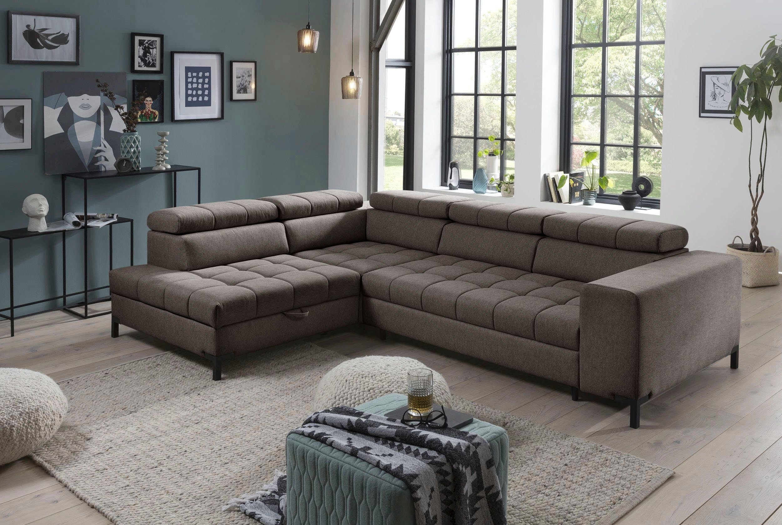 exxpo - sofa fashion Hoekbank Bocco, hoogwaardige afwerking, geweldig zitcomfort, comfortabel, L-vorm