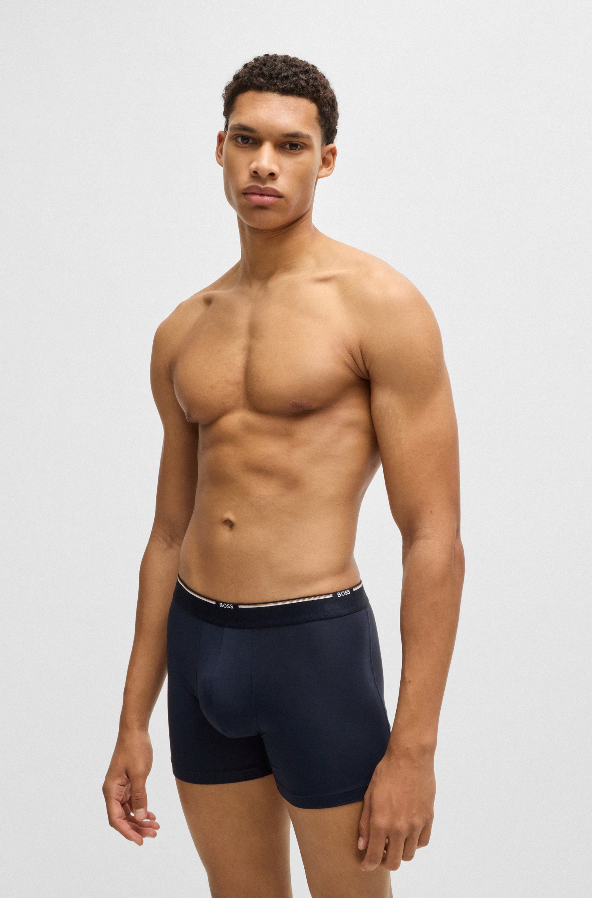 BOSS Boxershort BoxerBr 3P Natura met logo-opschrift op de band (set, 3 stuks)