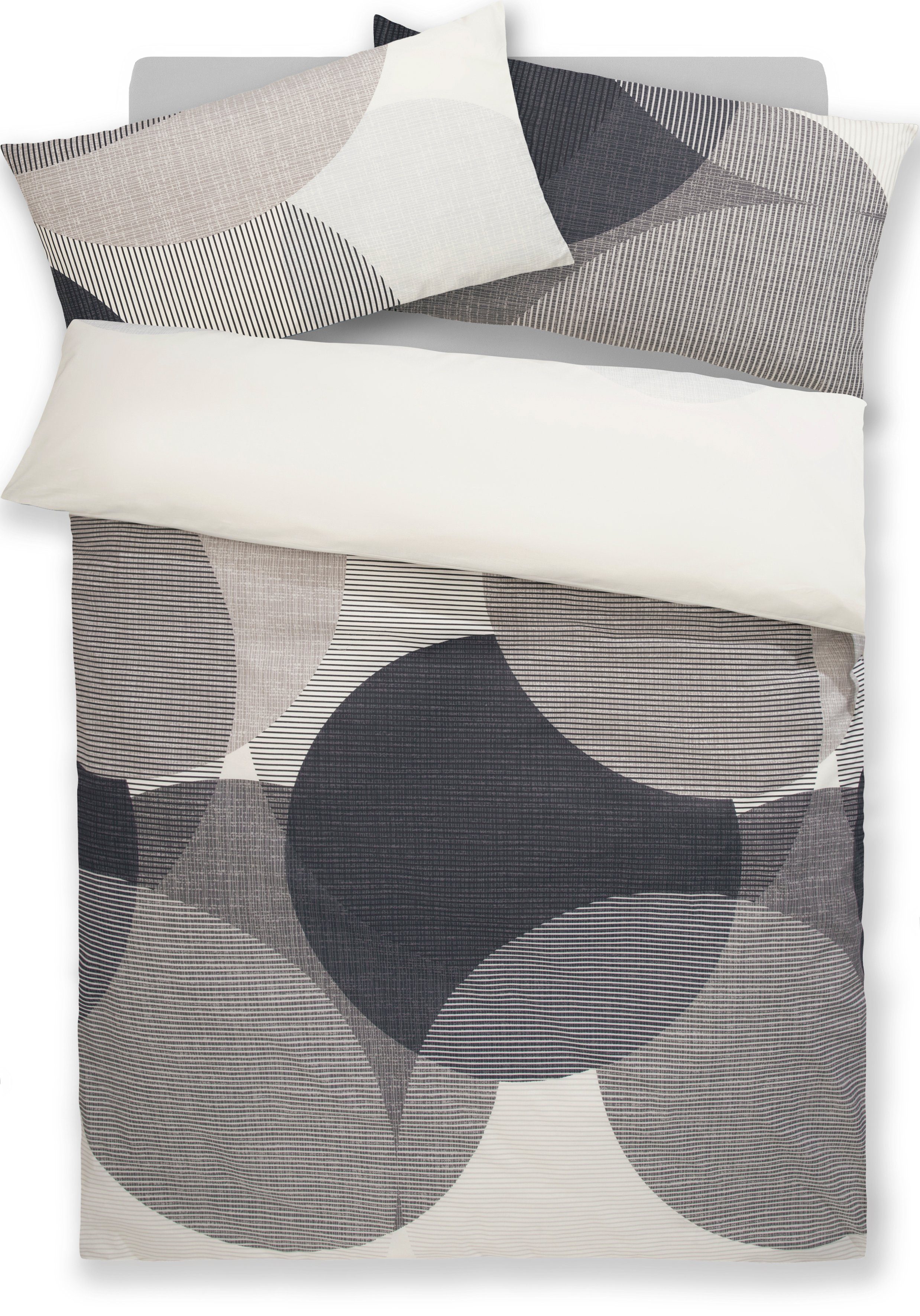 BIERBAUM Overtrekset Carla in mt. 135x200 of 155x220 cm Dekbedovertrek van katoen, geometrische dekbedovertrek met ritssluiting (2-delig)