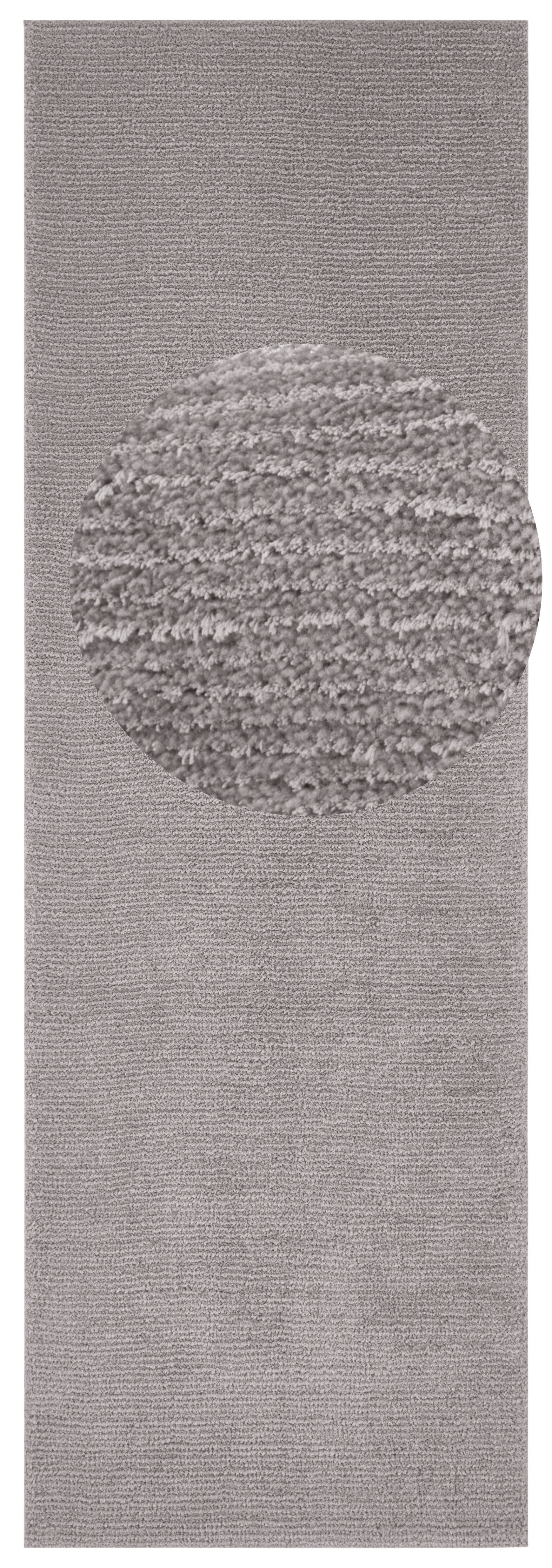 HANSE Home Vloerkleed Supersoft Kortpolig, loper modern, effen, woonkamer, slaapkamer moderne vloerkleden maat 80 cm x 250 cm x 10 mm grijs