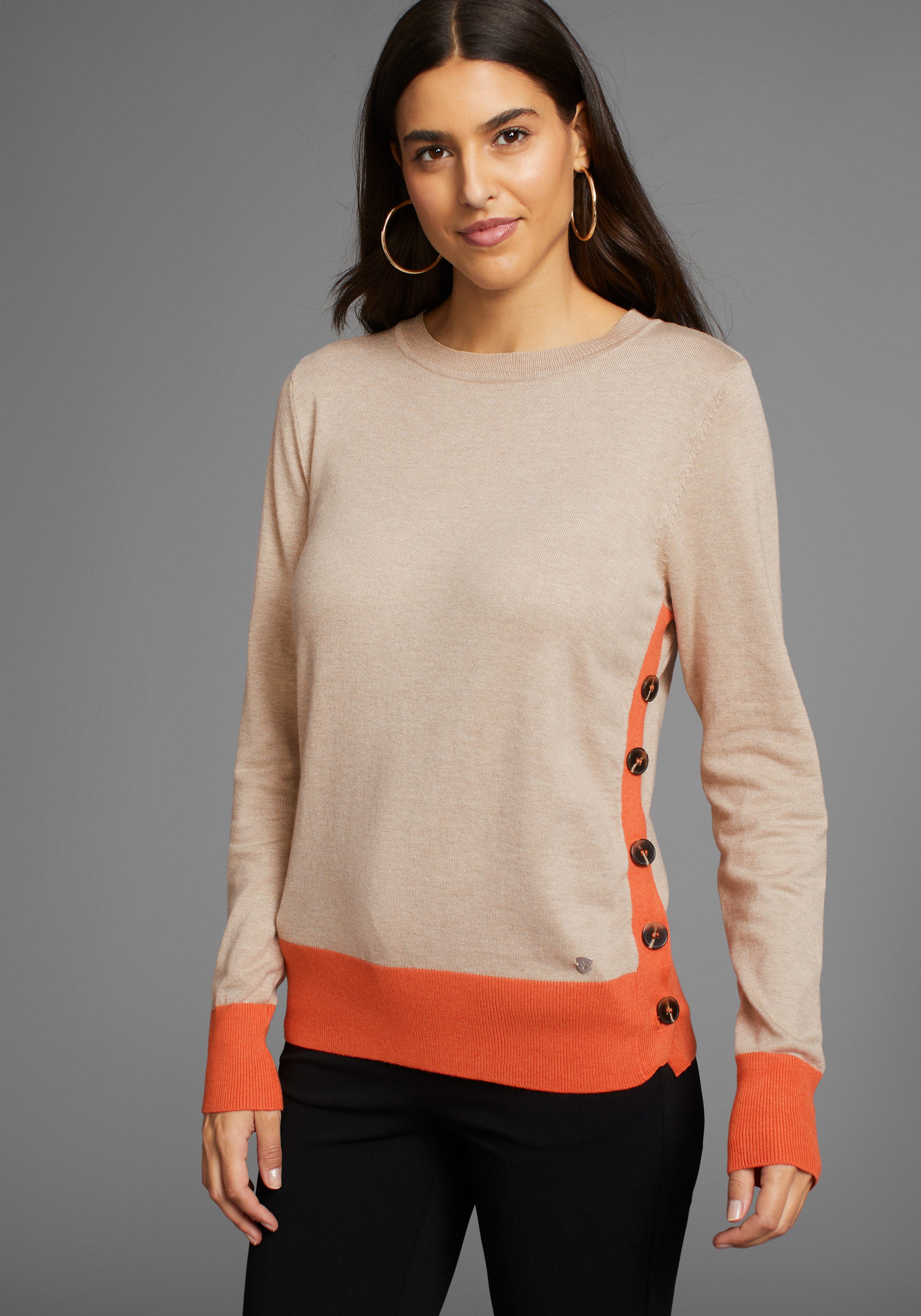DELMAO Trui met ronde hals met knoopsluiting opzij