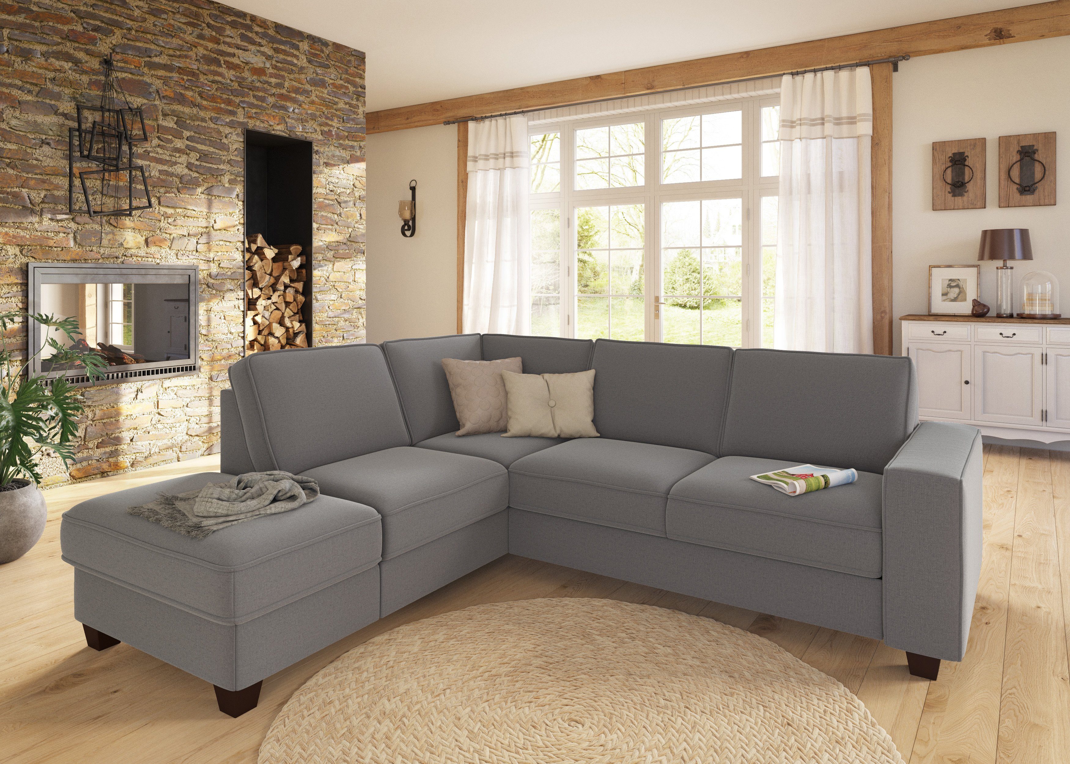 Home affaire Hoekbank County L-model naar keuze ottomane links of rechts, met binnenveringsinterieur (2-delig)