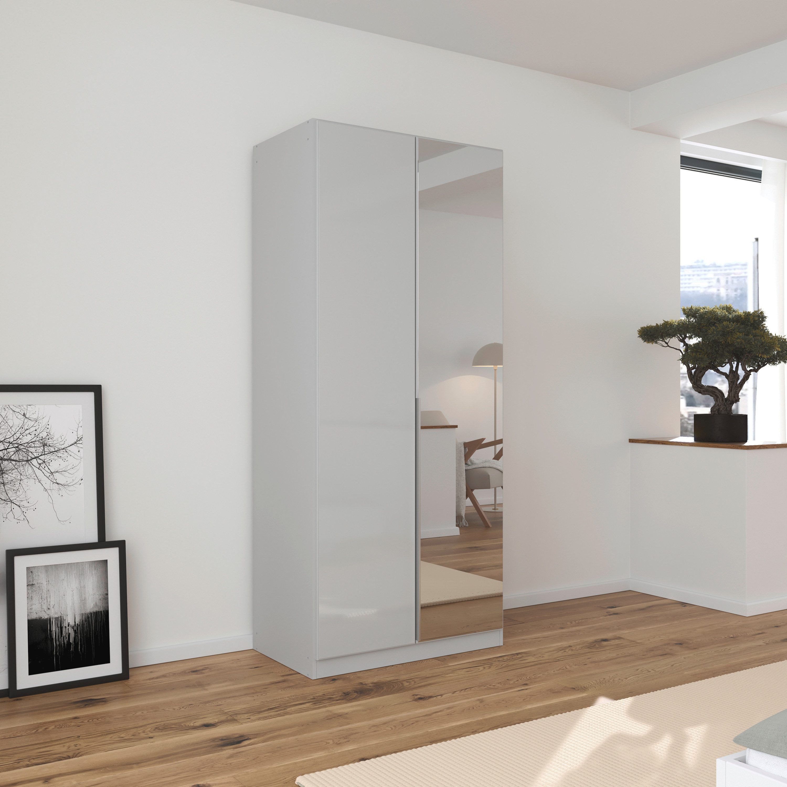 rauch Draaideurkast Kledingkasten kast garderobe AGORDO met glazen front doordachte binnenuitrusting, in 6 breedtes en 2 hoogtes made in germany