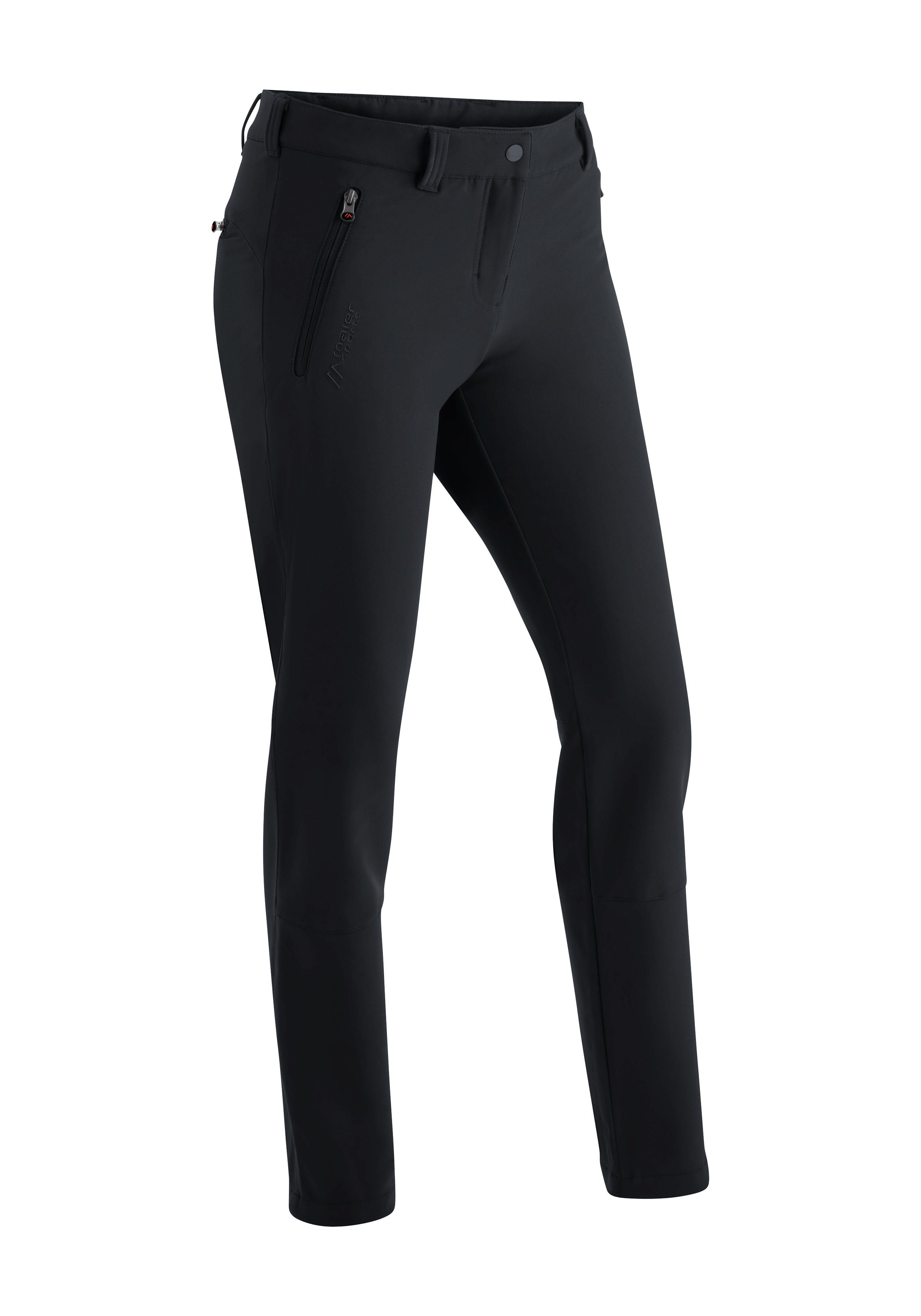 Maier Sports Functionele broek Helga slim warme dames outdoorbroek, robuuste wandelbroek, slim fit dames broeken maat 46-kort zwart