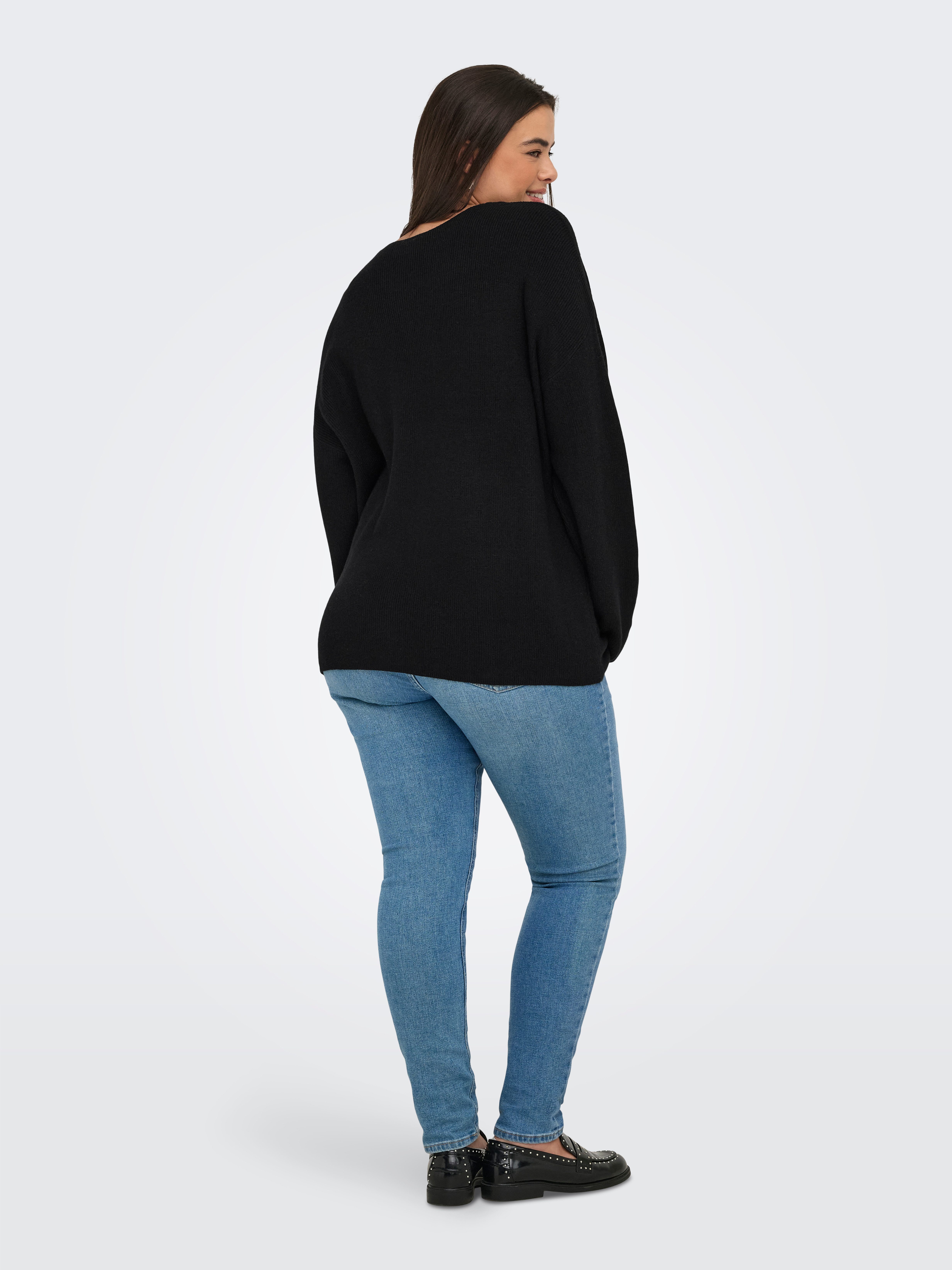 ONLY CARMAKOMA Trui met V-hals CARIBI LS RIB LOOSE V-NECK CC KNT