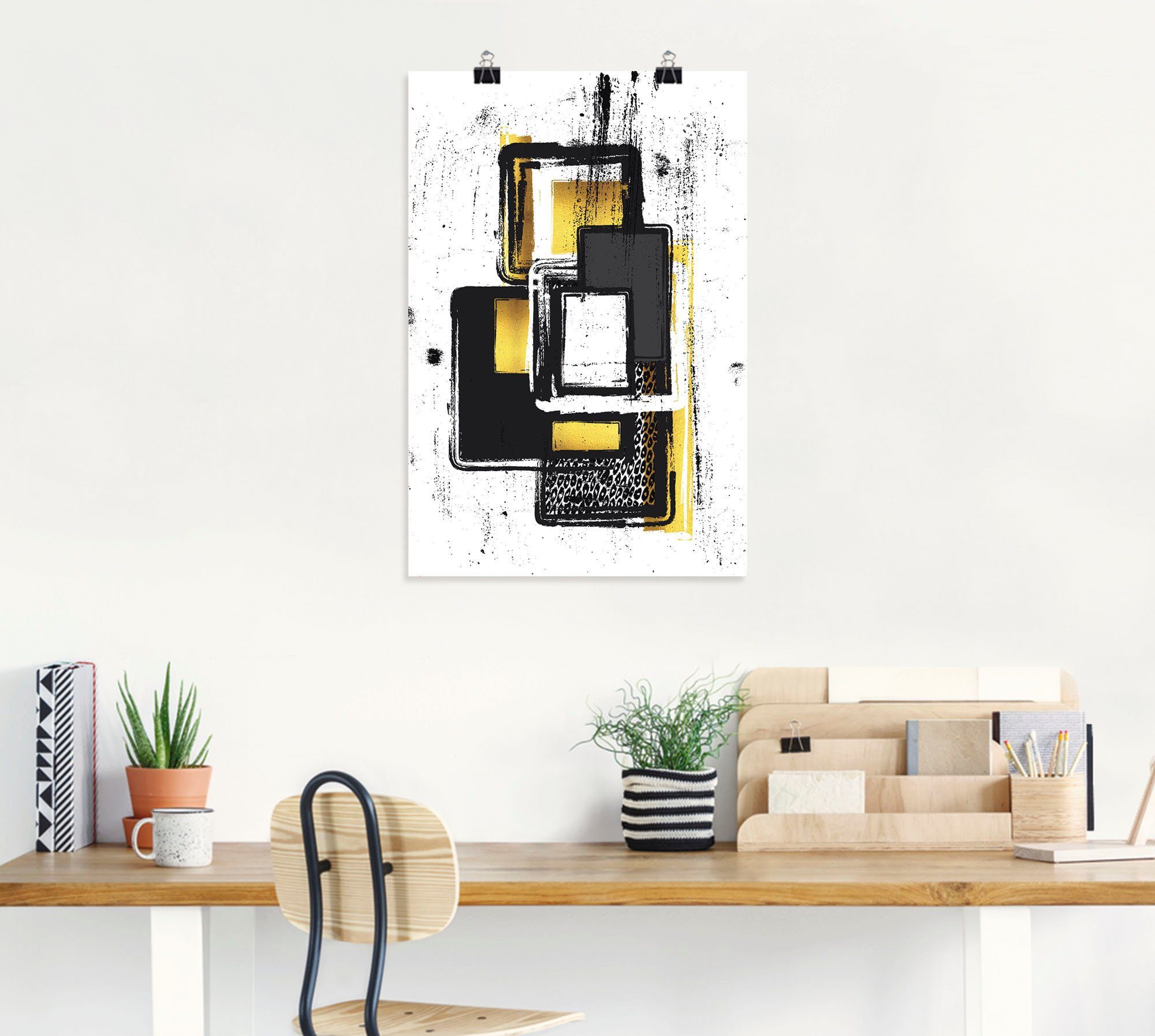 Artland Artprint Abstracte schilderkunst Nr. 3 goudkleur als artprint op linnen, poster, muursticker in verschillende maten
