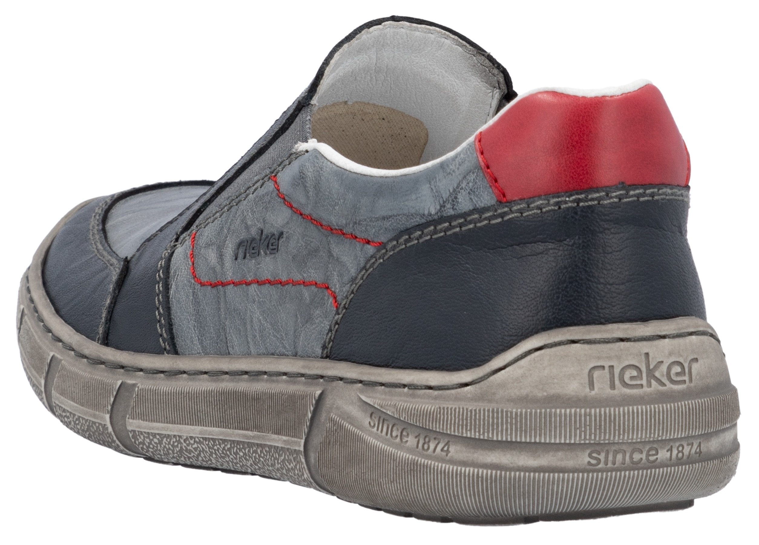 Rieker Instappers , slip-on sneaker, lage schoen, vrijetijdsschoen met schachtpolstering