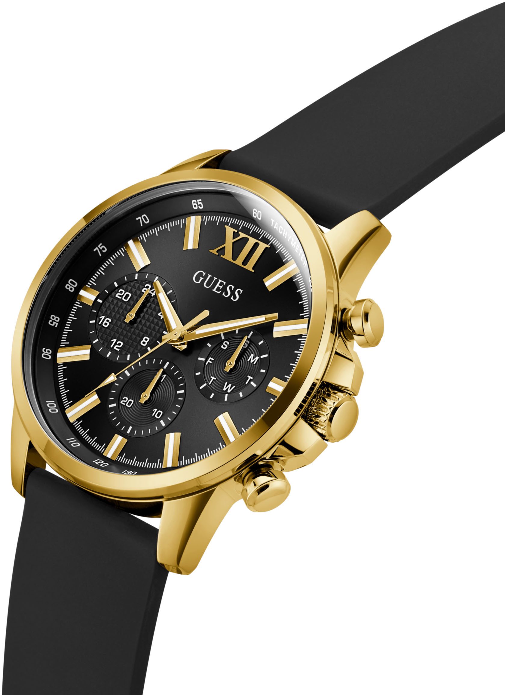 Guess Multifunctioneel horloge Walker Quartz horloge, polshorloge, herenhorloge, datum, weekdag, siliconen band