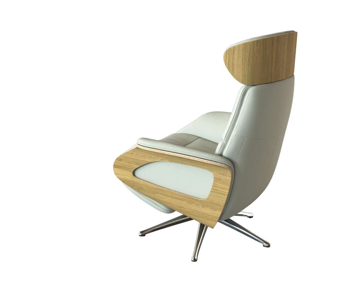 FLEXLUX Relaxfauteuil Clement praktische elektrische fauteuil Maat M, elektrische rug- en voetensteun, accu, armleuning Eiken, aluminium voet