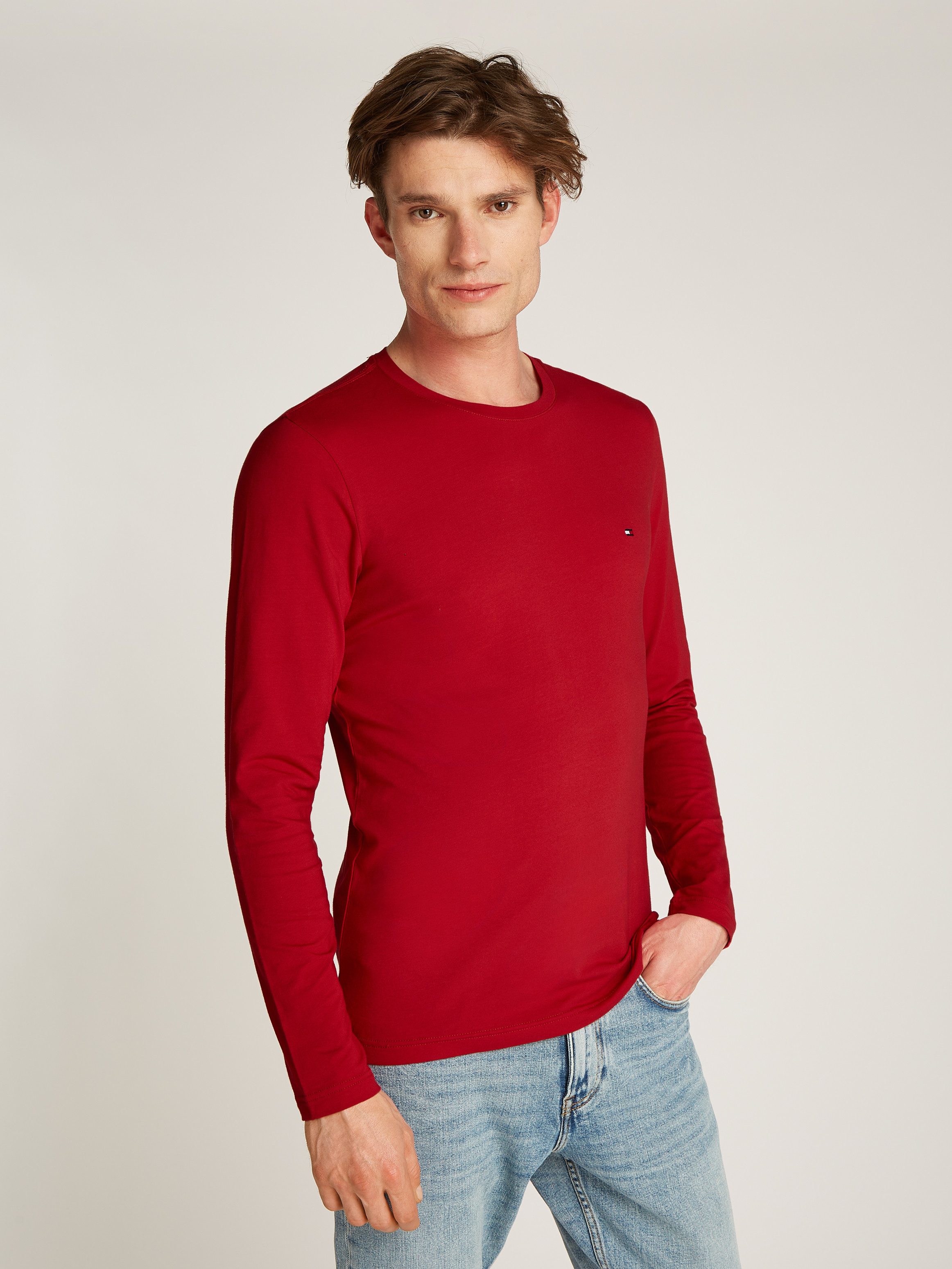 Tommy Hilfiger Shirt met lange mouwen STRETCH SLIM FIT LONG SLEEVE van biologische katoen-stretch