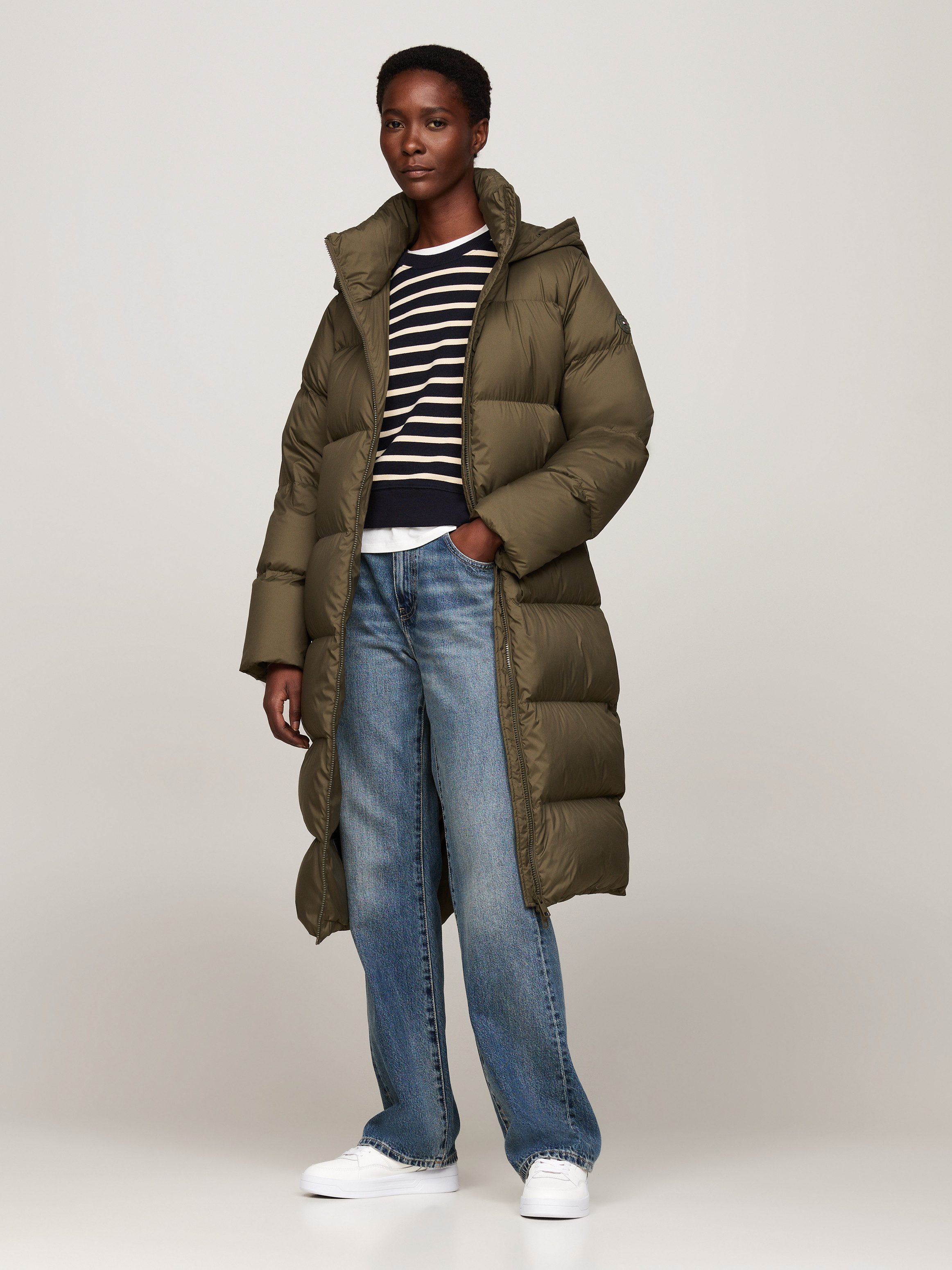 Tommy Hilfiger Lange jas met gestempeld logo