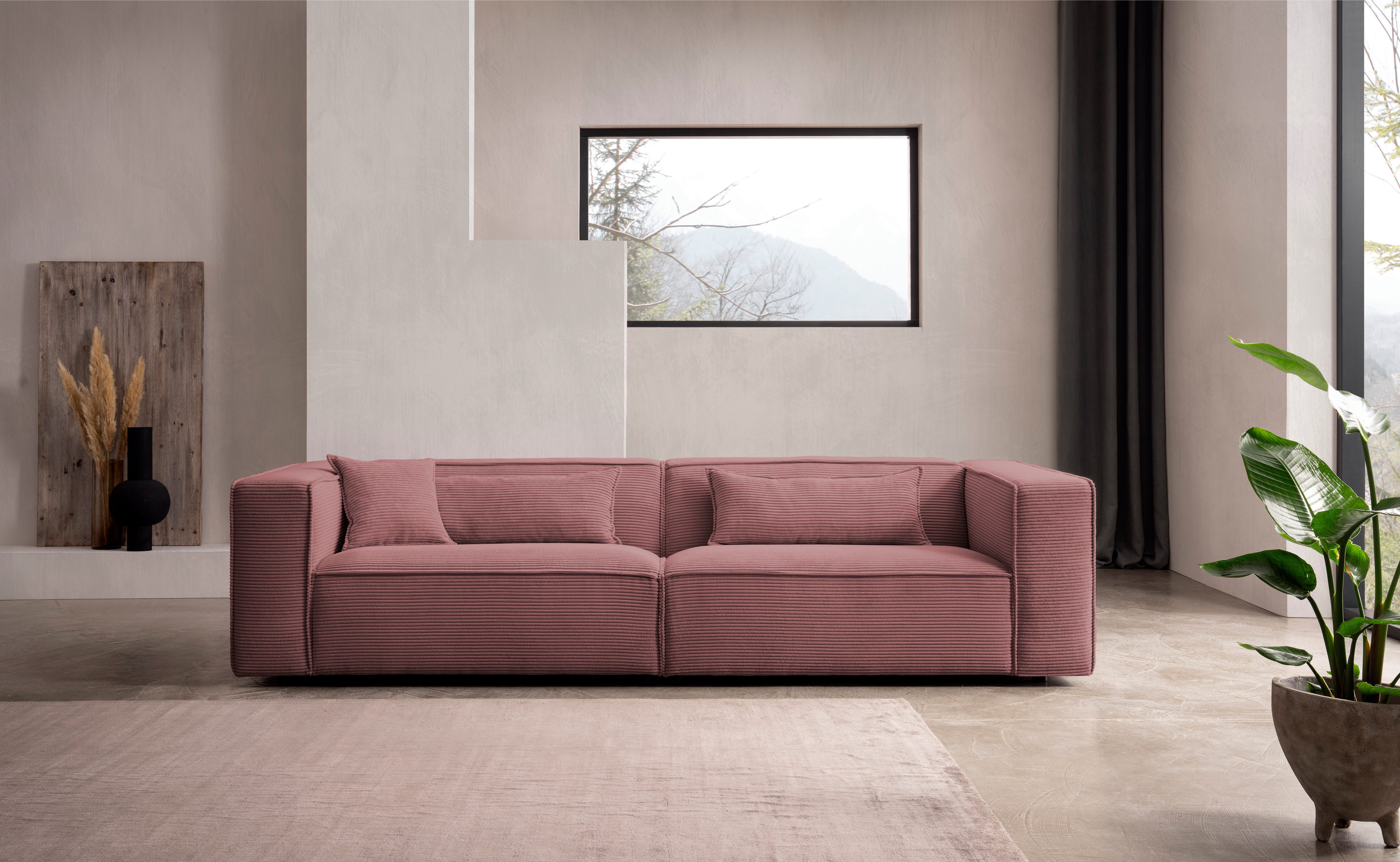 LeGer Home by Lena Gercke 3-zitsbank PIARA, bank met biesnaad, sofa in cord of linnenlook
