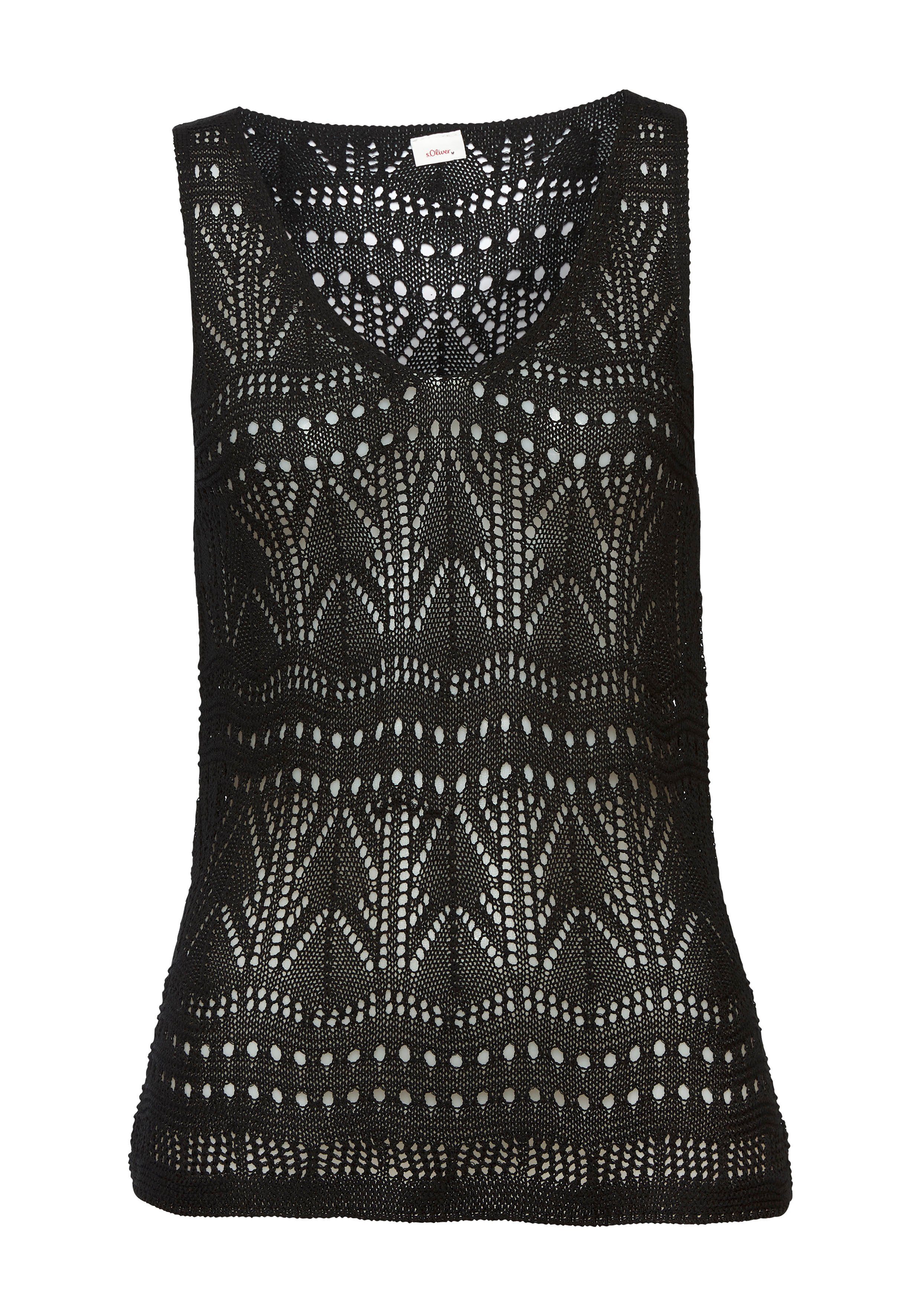s.Oliver RED LABEL Beachwear Gebreide top met semi-transparant ajourpatroon strandtop met gaatjespatroon