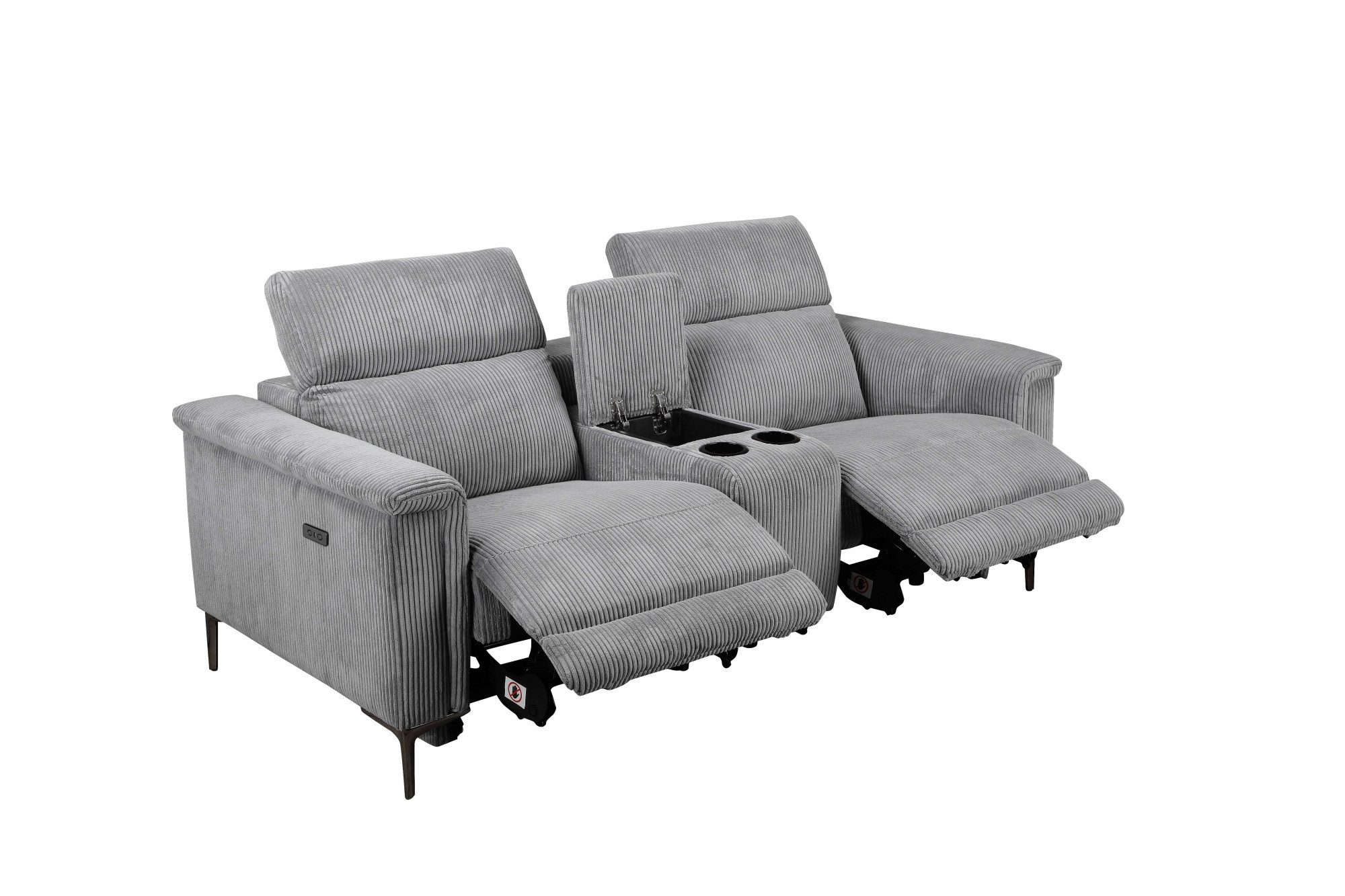 Places of Style 2-zitsbank Lund in cord, 2-zits bioscoopbank, tv-fauteuil, multimedia-sofa, USB-A met elektrische of handmatige relaxfunctie, bekerhouder en opbergruimte