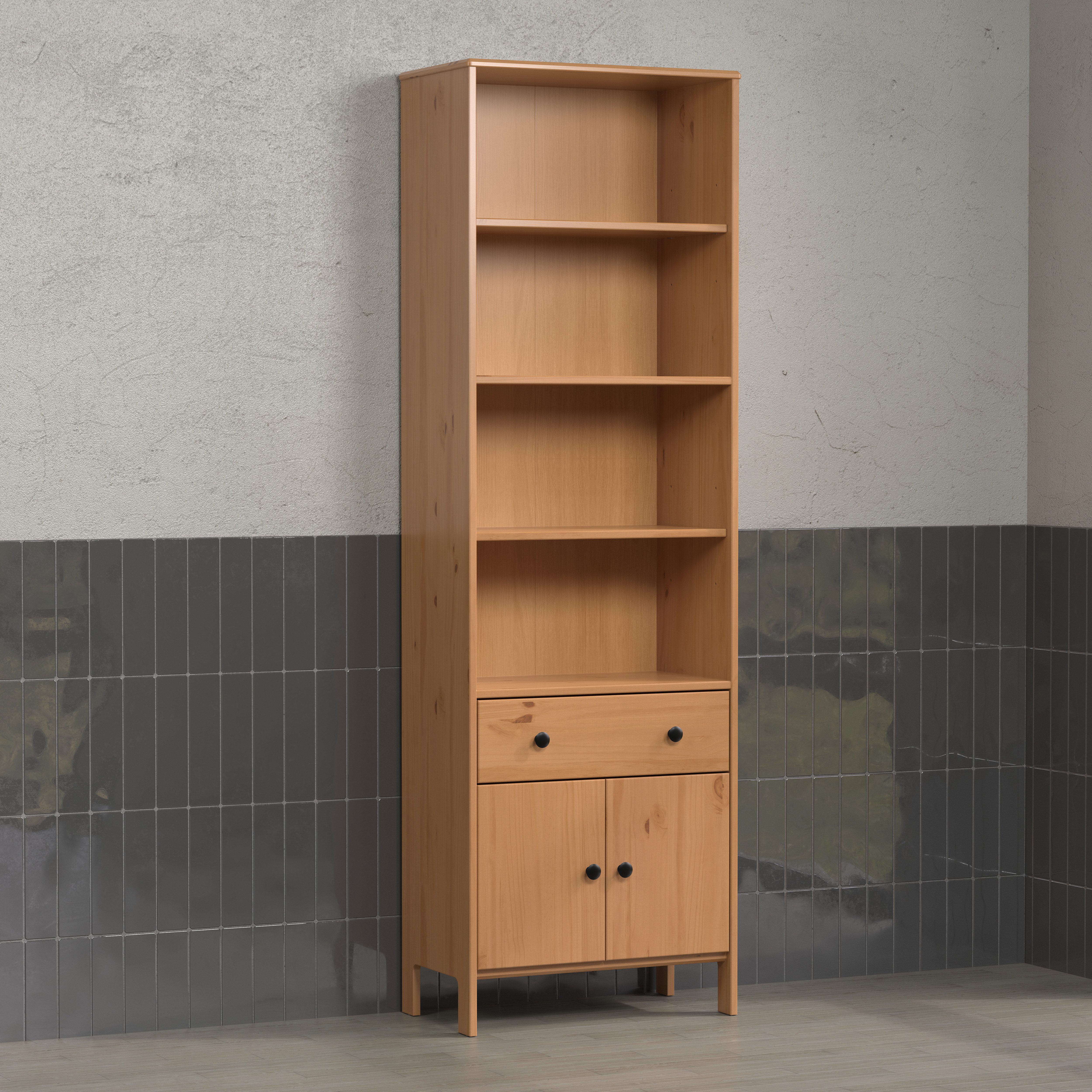 welltime Hoge kast Kall Badkamerkast van massief grenenhout - afmetingen (B/D/H) 60/33/188 cm (1 stuk)
