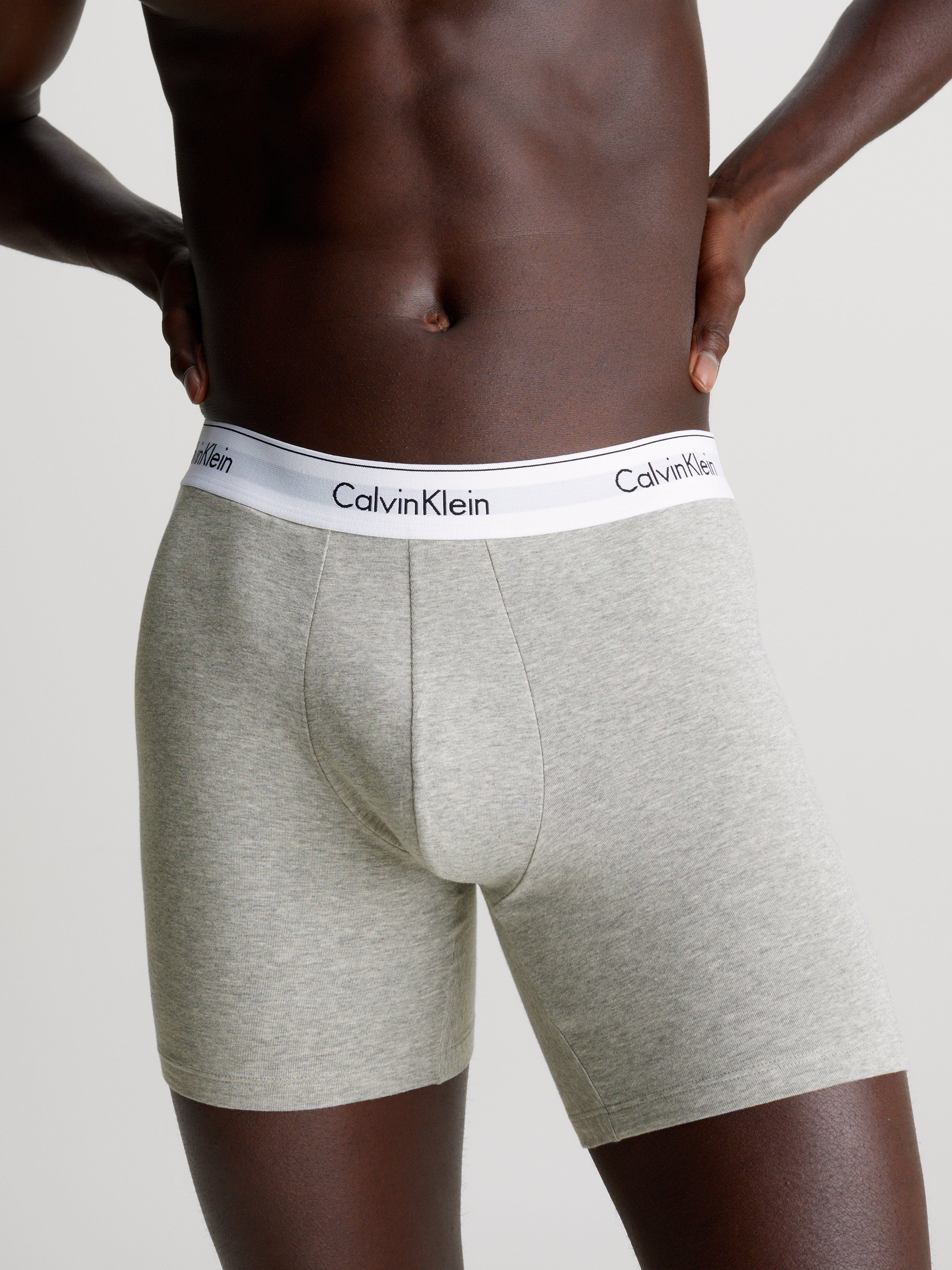 Calvin Klein Boxershort BOXER BRIEF 3PK met langere pijpen & logo-elastische tailleband (3 stuks)