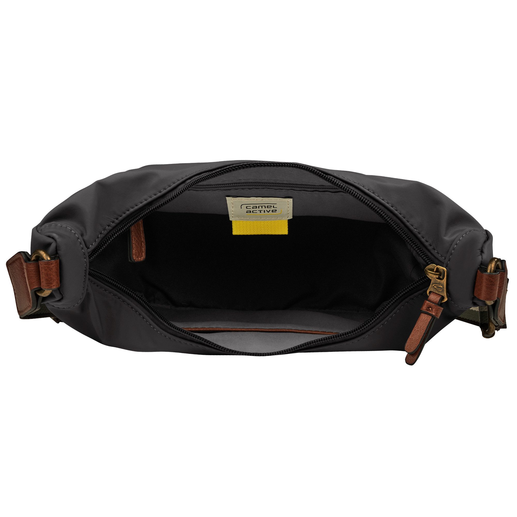 camel active Handtas Bari van hoogwaardig mat nylon met gestreept geweven band