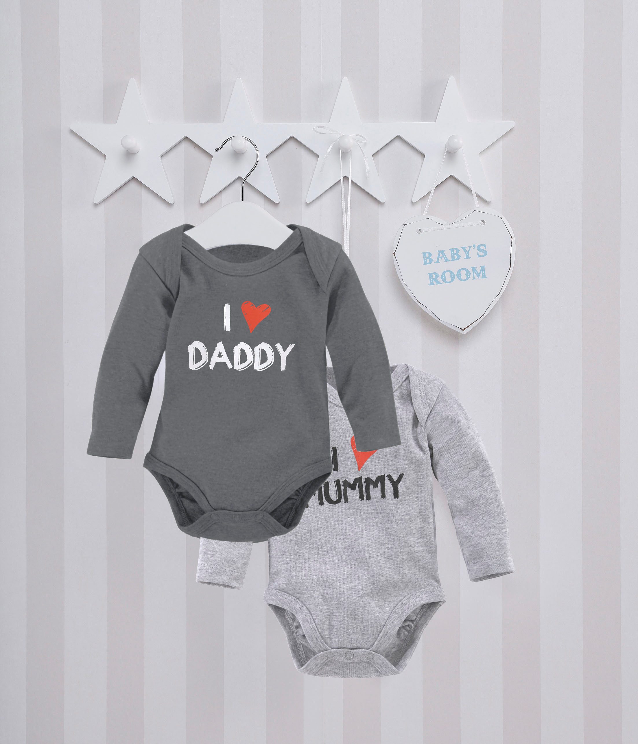 KIDSWORLD Body met lange mouwen 2-pack babybody's, Mummy & Daddy (set, 2-delig)