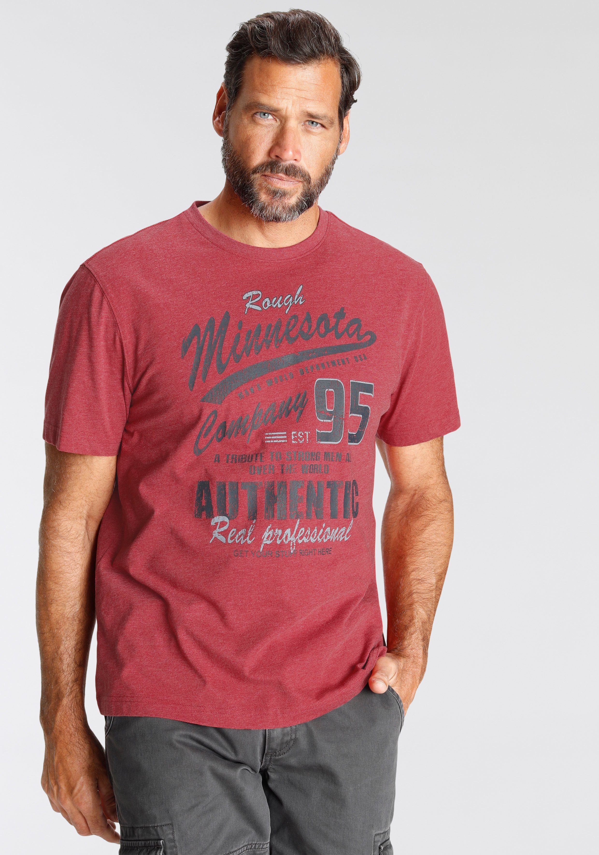 Man's World T-shirt korte mouwen, gemêleerde look, ronde hals