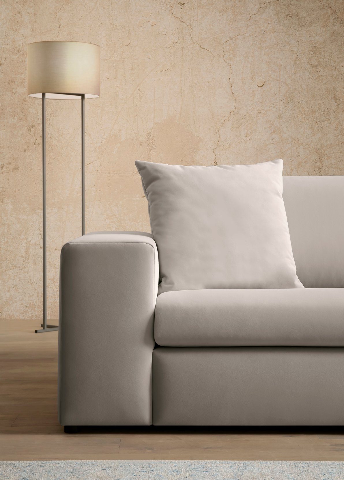 andas 3-zitsbank SLEETLAND XXL in fluweel of vintage lederlook